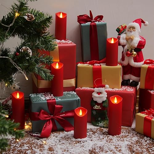 Miniatura 2 de Homemory Velas de Navidad sin llama, velas a pilas con temporizadores remotos, velas falsas eléctricas para el hogar, decoración navideña, hechas de