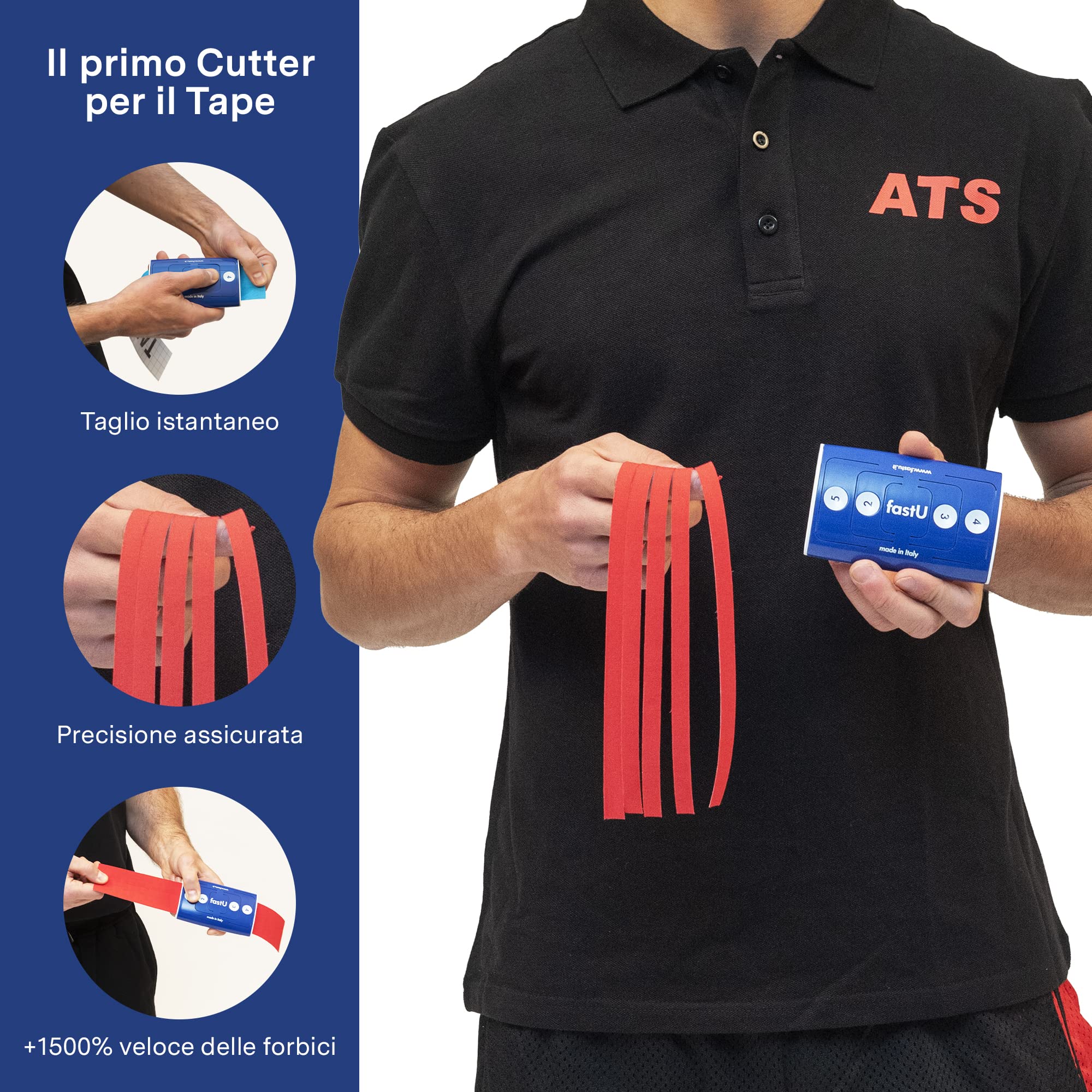 FastU - Cortador profesional para cinta elástica + 6 rollos de cinta deportiva ATS (6)