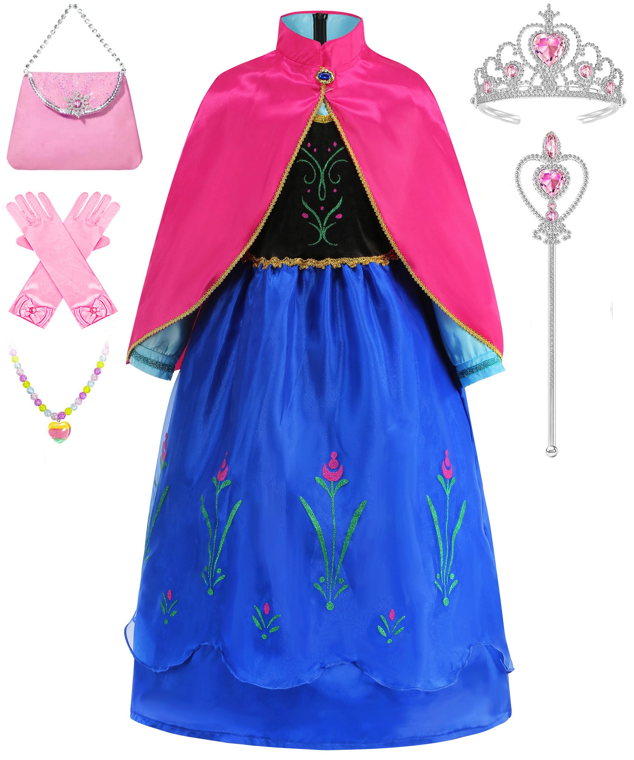 SYoimy Princess Dress Up Costume for Girls Princess Costume Halloween Cosplay Birthday Party Dress Up with Accessories
