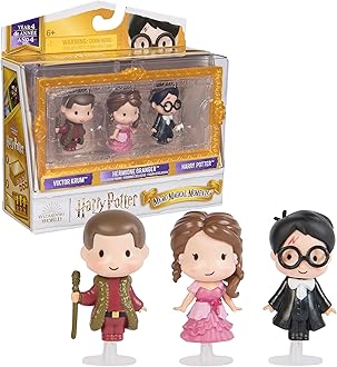Wizarding World Harry Potter, Micro Magical Moments Year 4 Figure Set with Harry, Hermione & Viktor Krum & Display Case, Kids Toys for Ages 6+