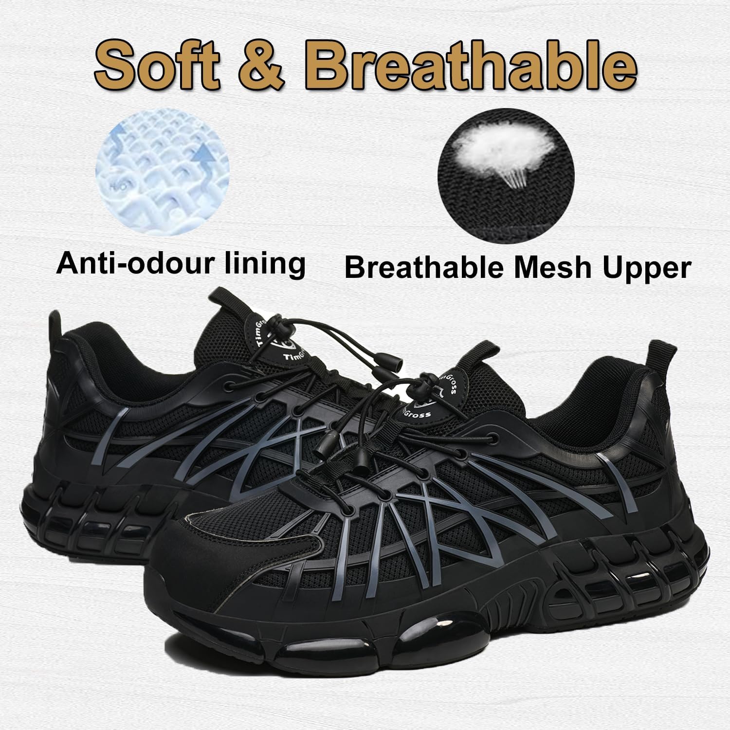 PJZHJ Steel Toe Shoes for Men Breathable Slip Resistant Tennis Shoes Lightweight Puncture Proof Work Safety Sneakers 7.5 image 5 of 5 B0F9F5JSG5