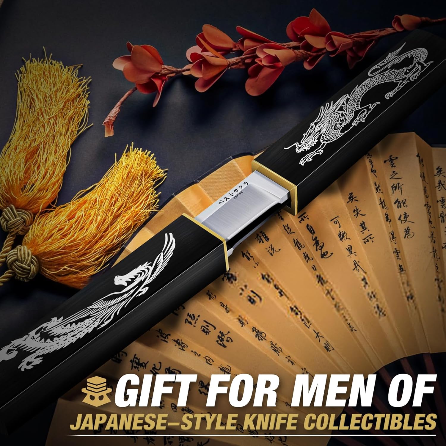 Purple Dragon Tanto Fixed Blade Knife,Outdoor Bushcraft and Survival Knife,Full Tang Outdoor Knives 2 in 1,Ideal for Camping,Hiking-Outdoor Knives Christmas Gift for Men and Women - Image 7