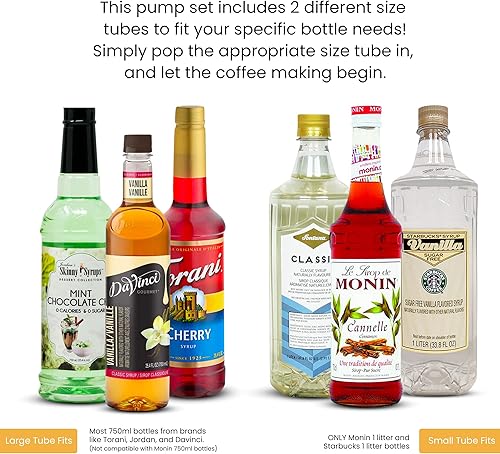 Miniatura 4 de Grateful Grocer Torani - Juego de 3 bombas de jarabe doradas, dispensador de jarabe Torani para 25.4 fl oz Davinci, jarabes delgados y 1 litro de