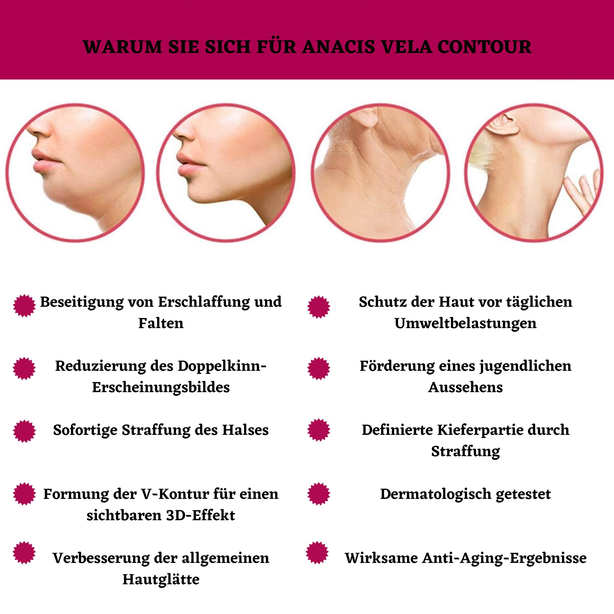 VELA CONTOUR Hals Straffungsserum - Doppelkinn und schlaffe Haut straffen, Halspartie liften - - Konturieren & Reduzieren des Erscheinungsbilds von Doppelkinn und schlaffer Haut am Hals | 30 ml