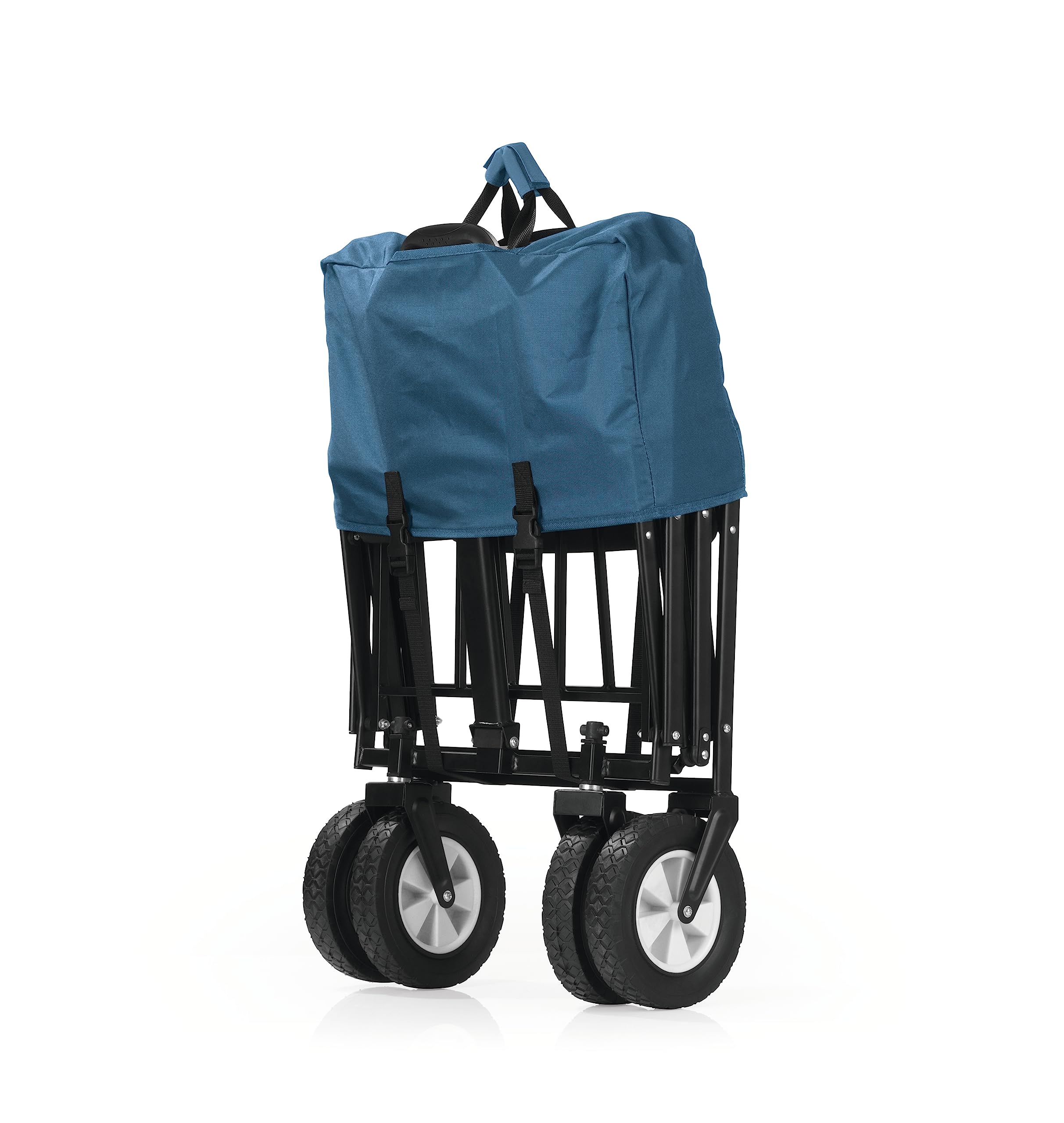 EASYmaxx Wózek ręczny, udźwig do 80 kg, składany, nowoczesny design, wytrzymałe pokrycie nylonowe, przeguby obrotowe 360° na przednich kołach, z osłoną (niebiesko-szary)