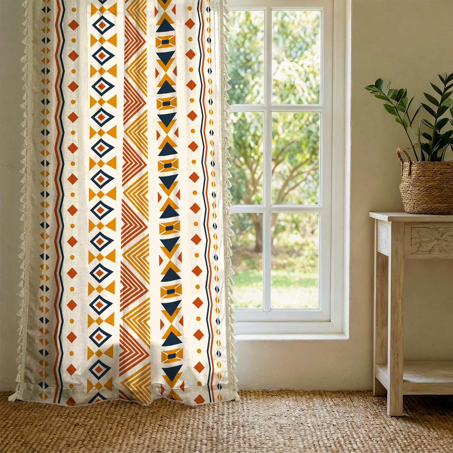 Bohemian Cotton Curtains - Orange Boho Multi -1