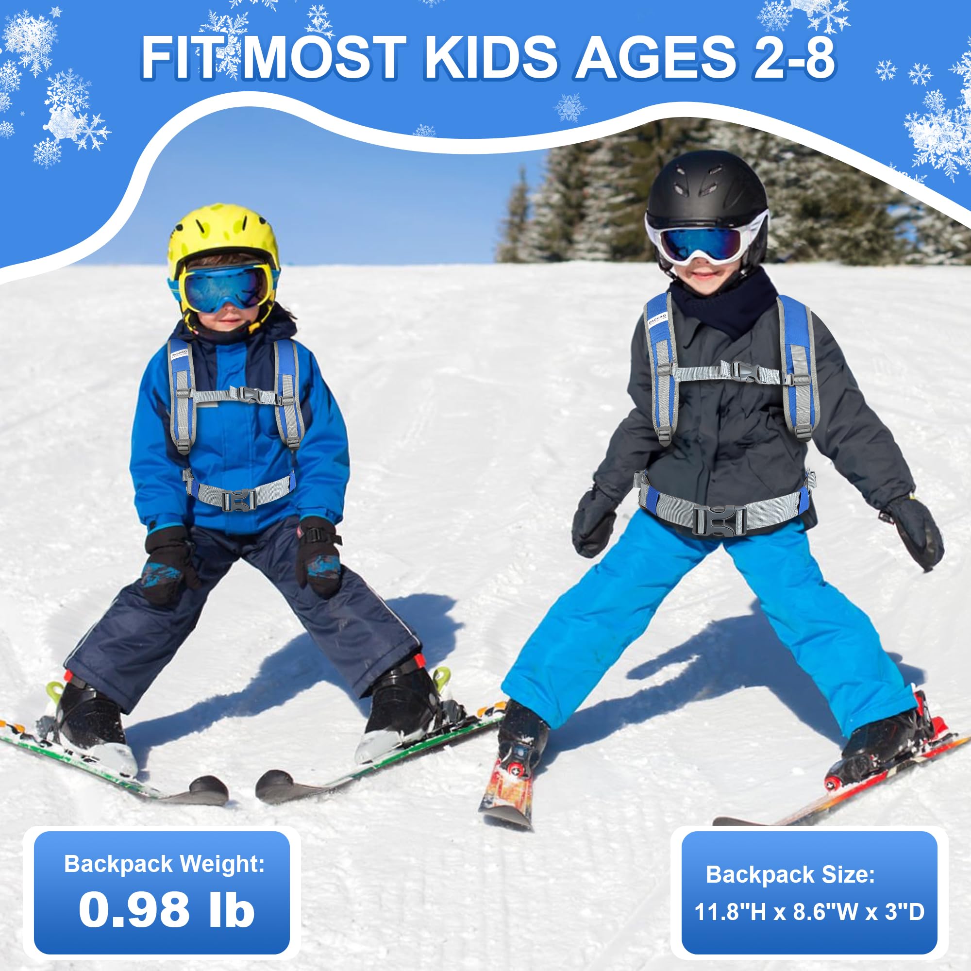 Ski- und Snowboardgeschirr mit Leine für Kinder: Bringen Sie Ihrem Kind die Grundlagen des Skifahrens oder Snowboardens bei, Ski-Rucksack-Trainingswerkzeug, Skizubehör für Kinder