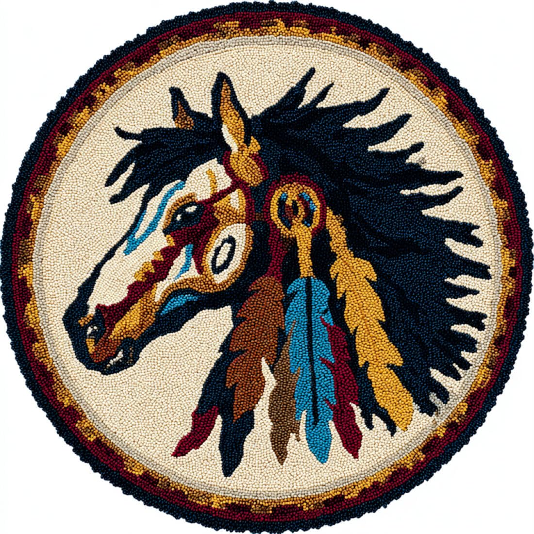 Rqwybcaxn DIY Latch Hook Rug Kit for Beginners Animal Crochet Starter Kit Fantasy Horse 60x60cm Round Washable Area Rug Bedroom Wall Hanging