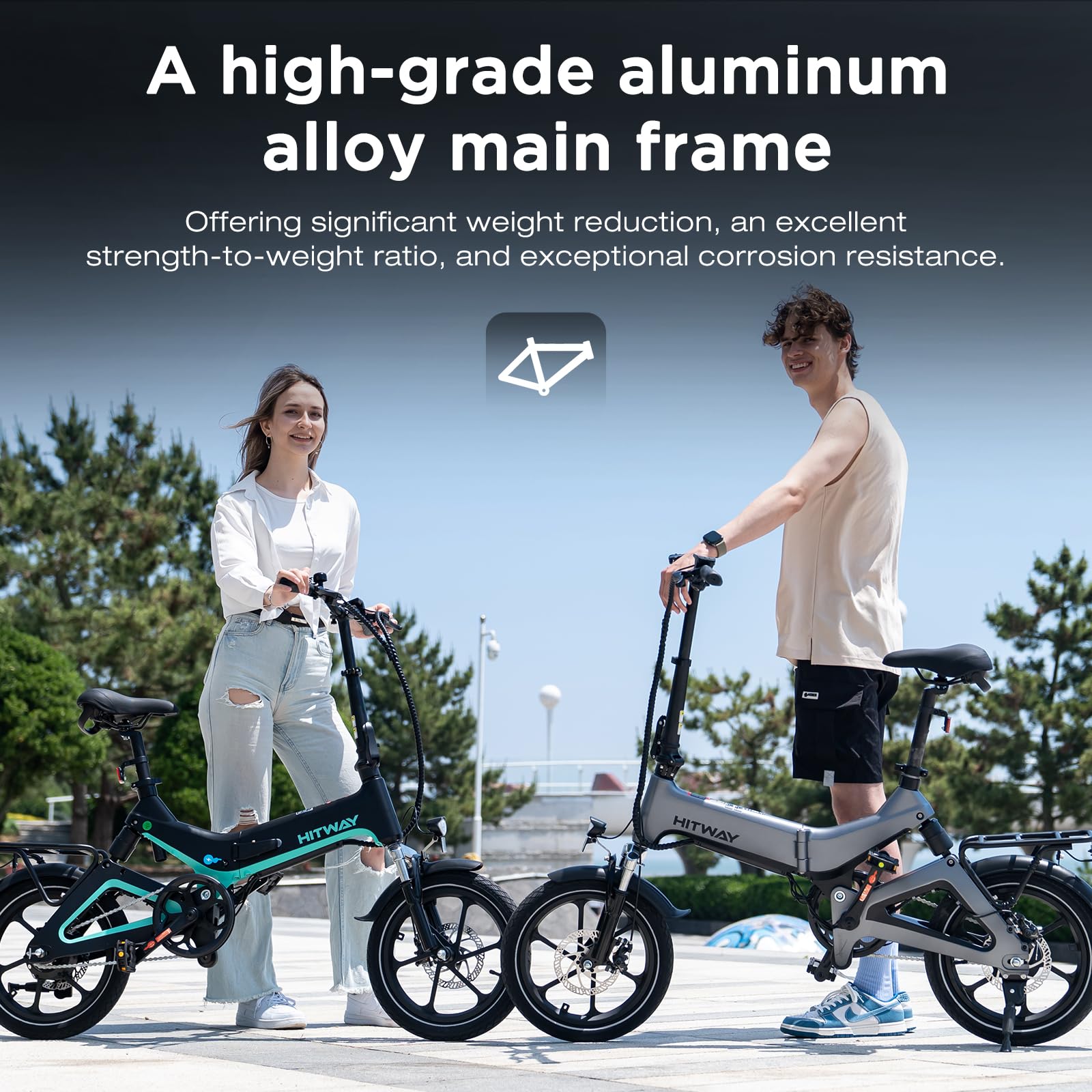 HITWAY Bicicleta Eléctrica E-Bike, 16 Pulgadas Bici Eléctrica Plegable con Batería 36V/7,8Ah, Motor 250W 25km/h, Autonomía de 35-70km, Urbana Ebike Pedelec para Adultos Unisex