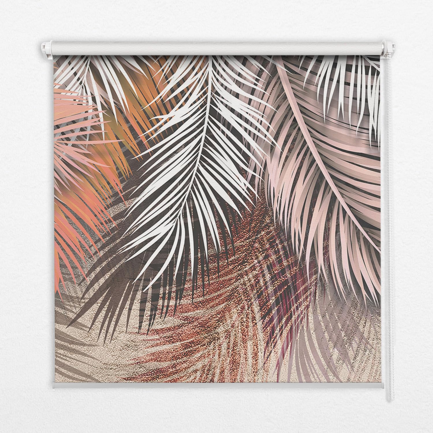 Store enrouleur perméable sans perçage 130x240cm à motif feuilles intérieur