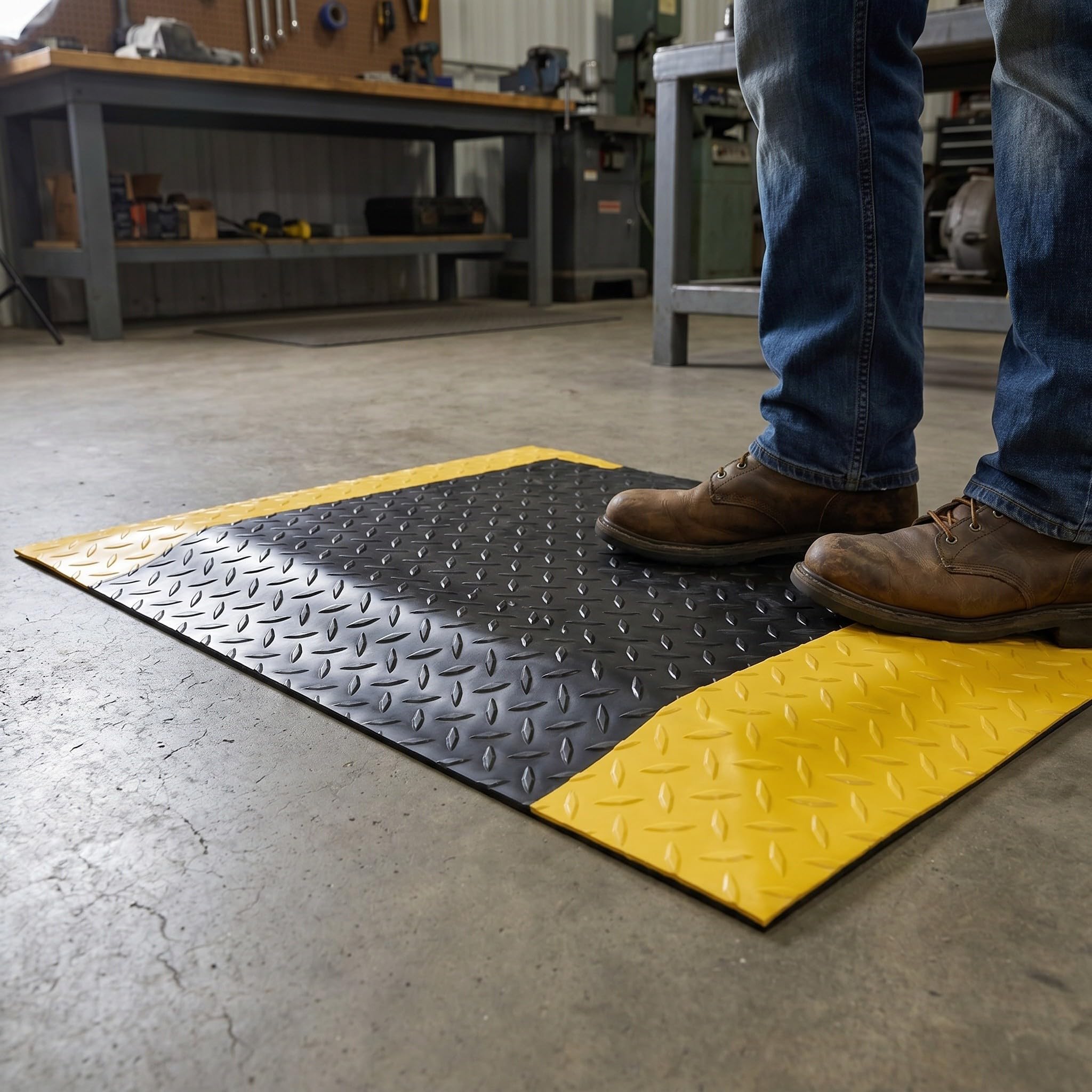 SOLUSTRE Maty przemysłowe przeciwzmęczeniowe, miękka, ergonomiczna mata o grubości 0,8 cala, 24" x 18,5" antypoślizgowy dywan roboczy z diamentową płytką, łagodzący ból pleców i nóg