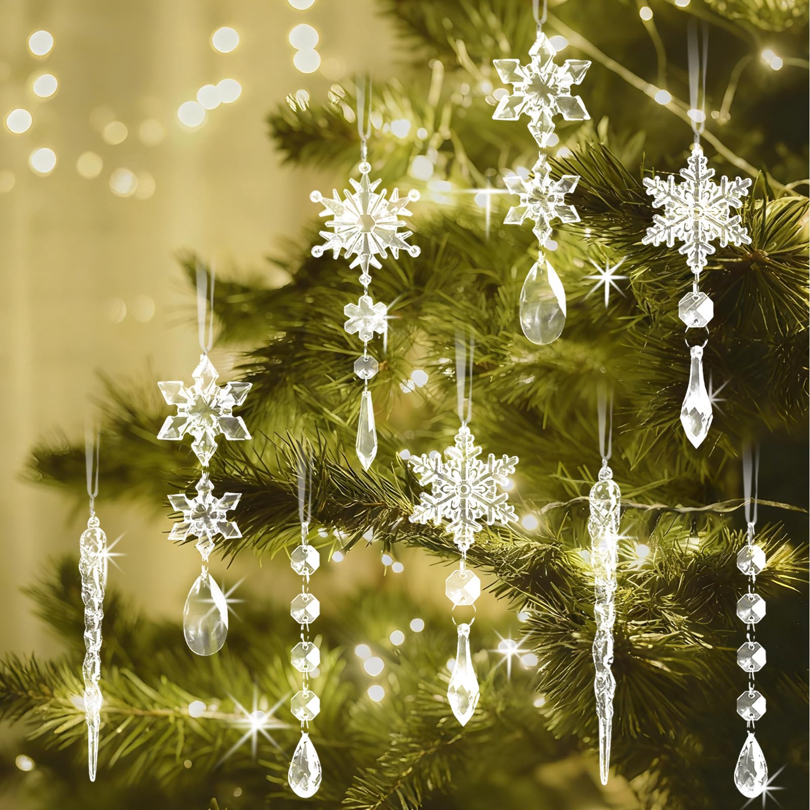 Photo 1 of ORNALES 18-Piece Snowflake Christmas Ornaments