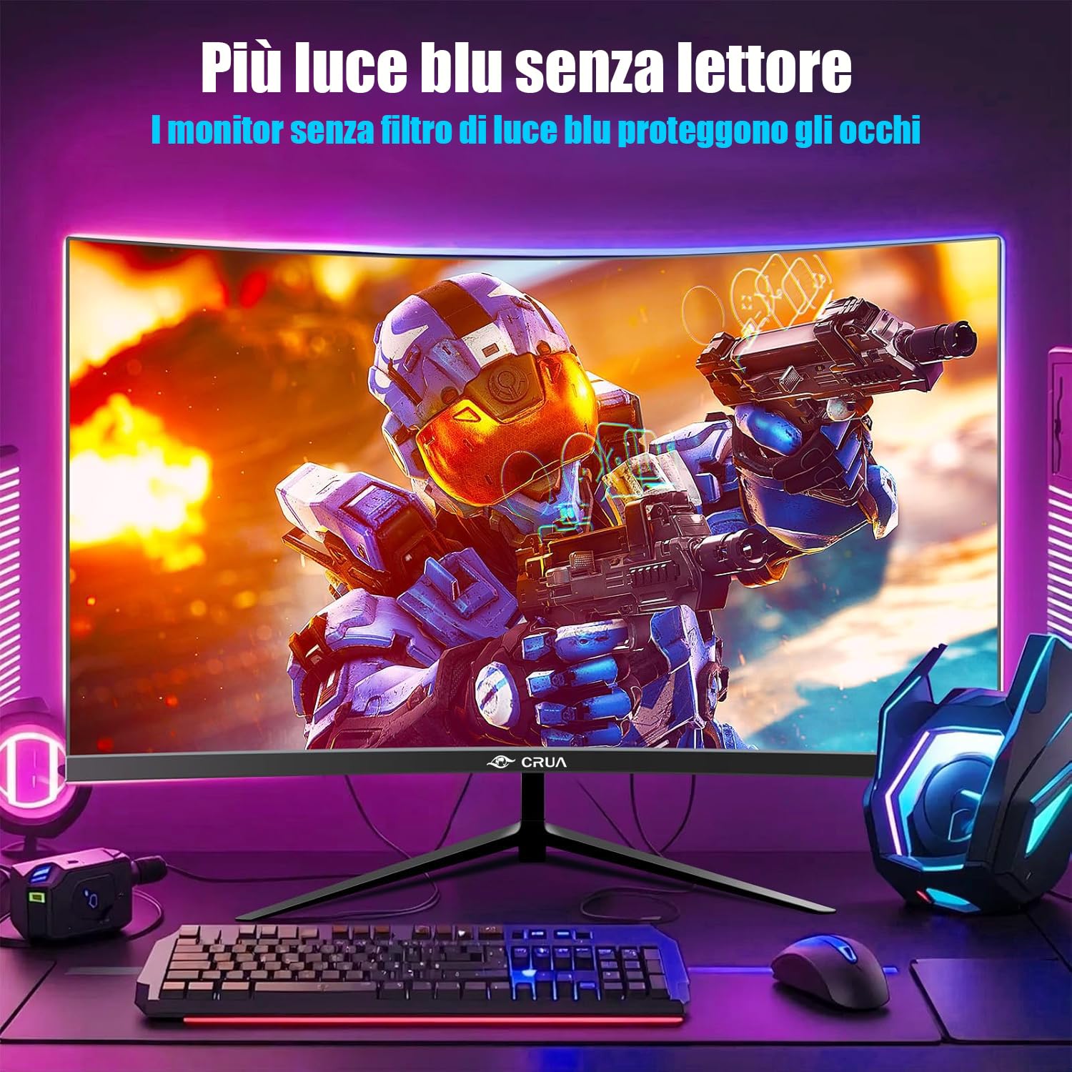 CRUA 27" Curved Gaming Monitor, 240Hz Full HD 1080P, 1800R Frameless Design, FreeSync, Eye Care, VESA Compatible