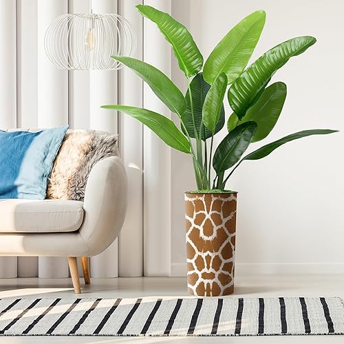 Miniatura 5 de Árbol artificial en maceta contemporánea, hoja de plátano falsa de seda para decoración del hogar en interiores y exteriores, altura total 66