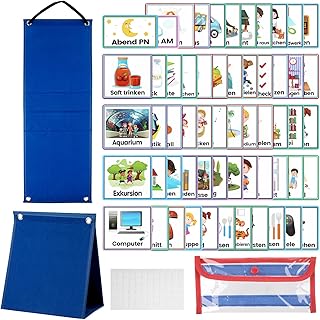 Children's Calendar, Felt Plates, Visual Timetable with 70 Pieces, German Routine Cards and Velcro Dots, Autism Children's Calendar, Vision Board Cards, Daily Children's Picture Cards for Home, School