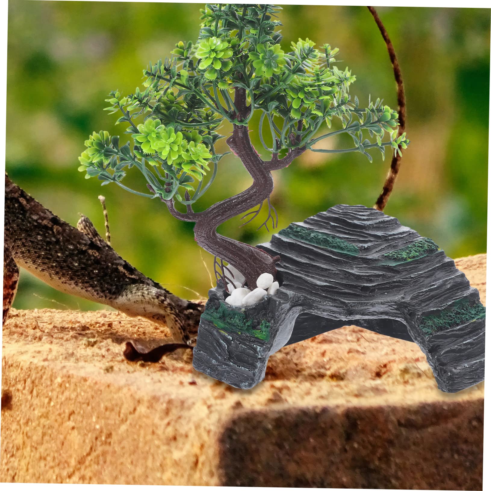 DOITOOL 1juego Decoración De Terrario De Resina para Reptiles Refugio Natural De Roca para Lizard y Anfibios Diseño Especial para Crear Oscuros Resistente y Seguro para Mascotas