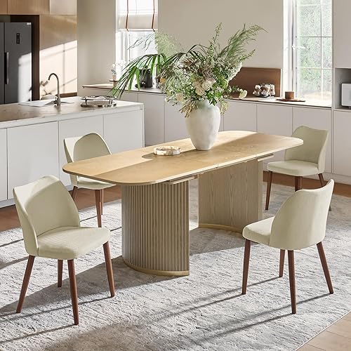 Miniatura 21 de Juego de 4 sillas de comedor, juego de sillas tapizadas para cocina y comedor, silla lateral acentuada moderna con respaldo curvo acolchado y patas