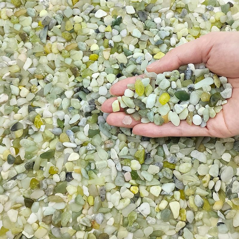 FANTIAN 2 lbs Jade Rocks for Plants Indoor, 1/4 inch Small Pebbles for Plants, Decorative Rocks for Succulents Cactus Vases Landscaping Drainage and Outdoor Garden Rocks