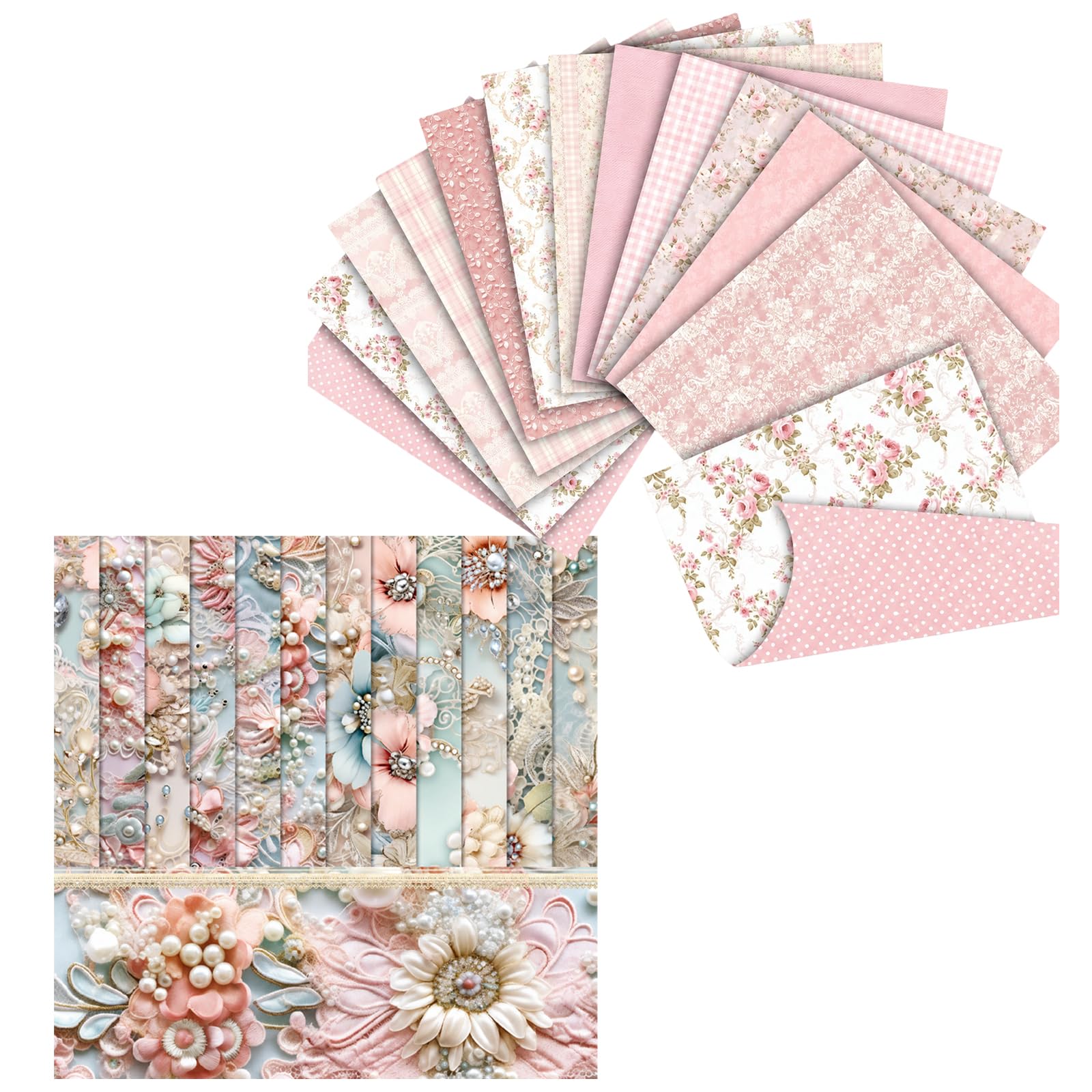 48 Sheets Scrapbook Paper, Patterned Card for Crafting, Scrapbooking Paper for Vintage-Style Albums and Wedding Keepsakes
