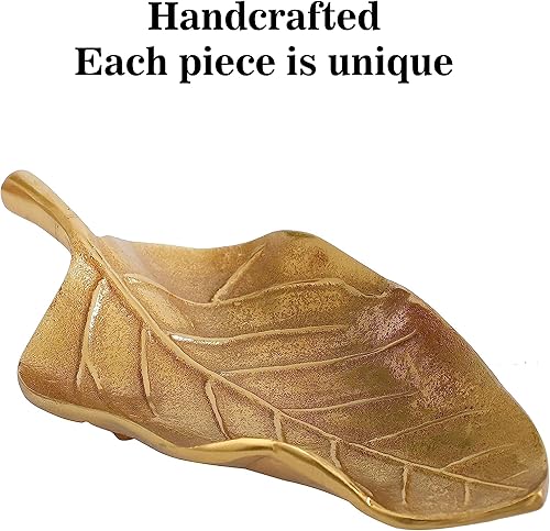 Miniatura 6 de Bandeja decorativa de hojas doradas Rely+ para decoración del hogar, joyas y pequeños accesorios