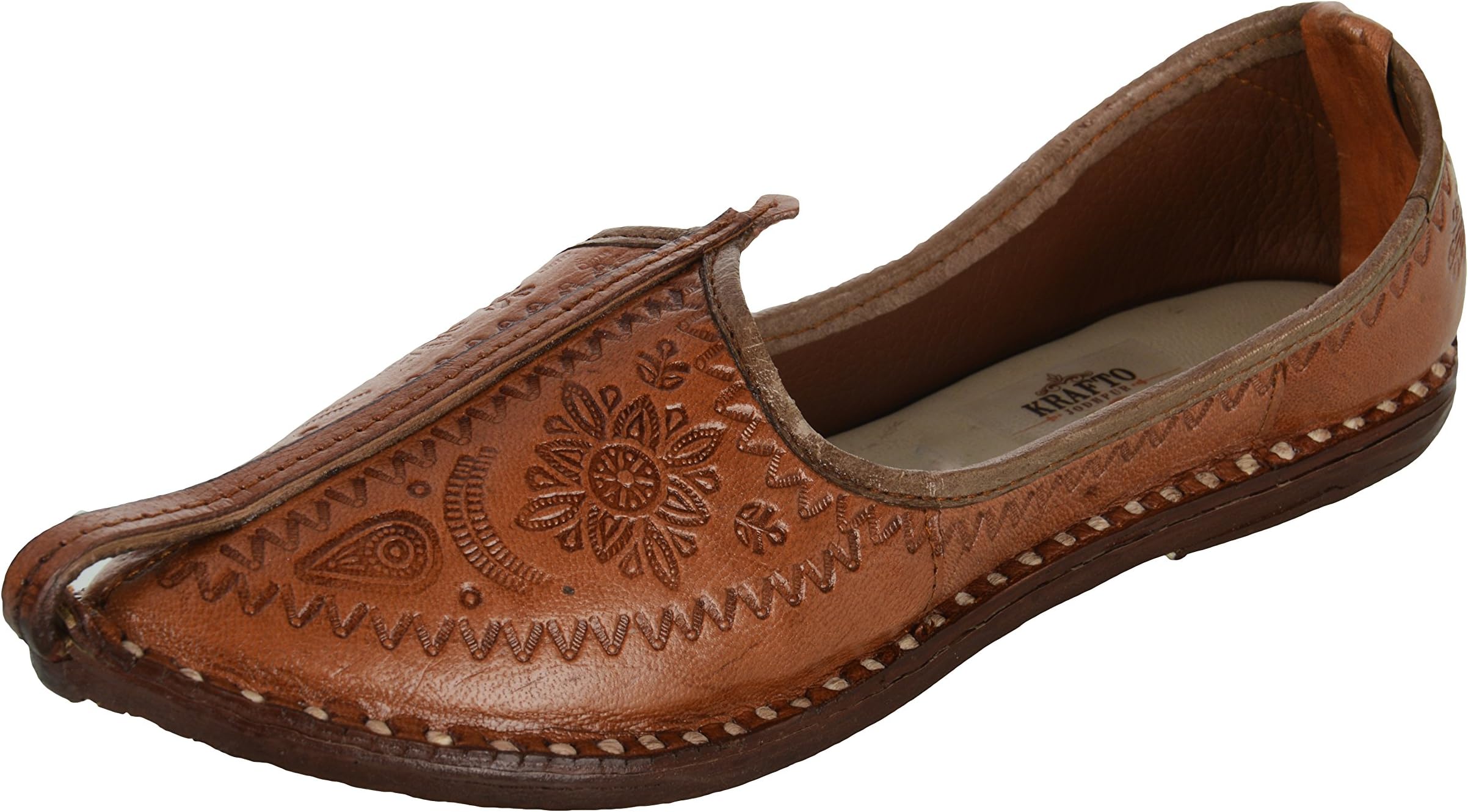 Krafto Men's Leather Imprinted Oak Jodhpuri Mojaris, 9 UK(Bronze)