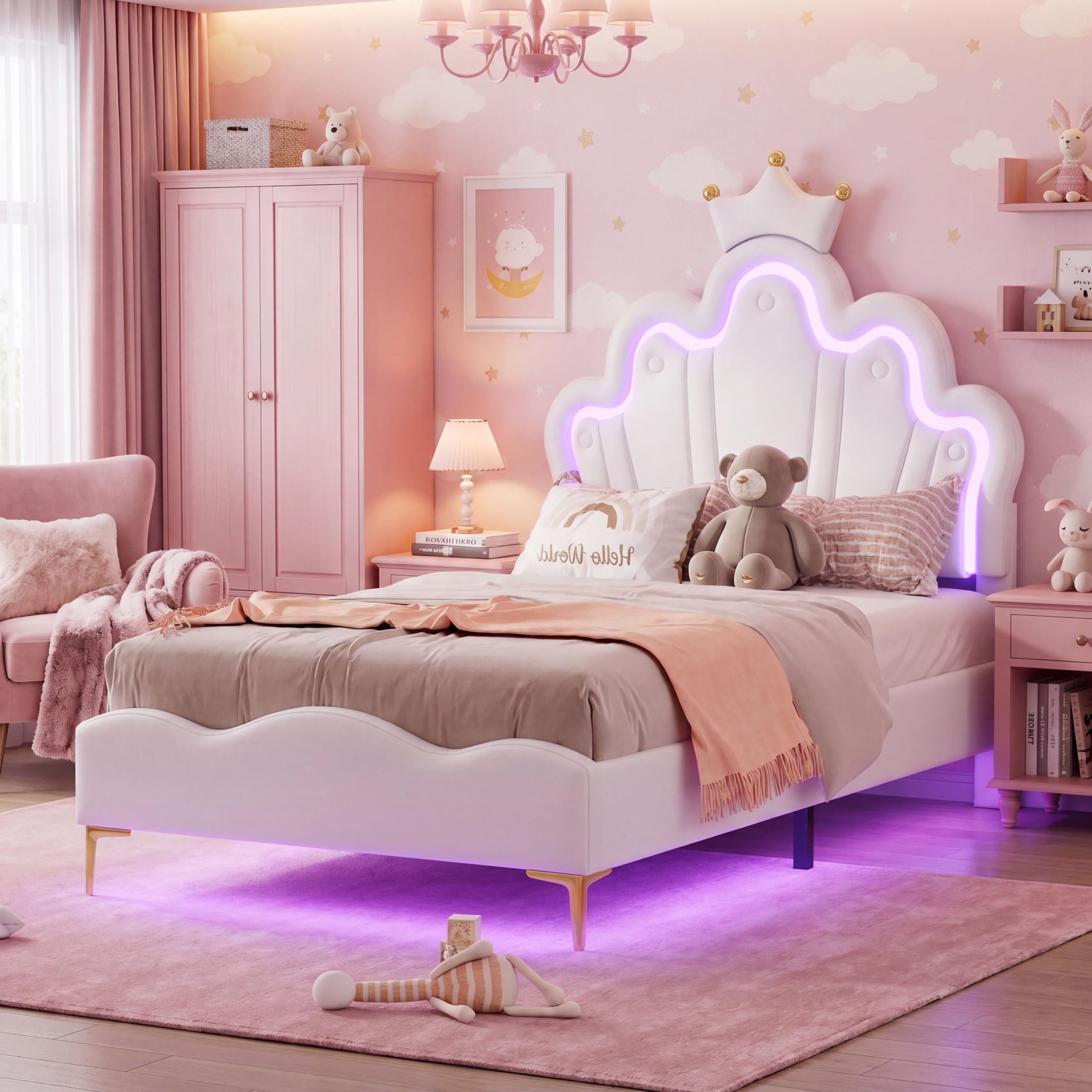 Cama infantil 90 x 190 cm con cabezal ajustable en altura para evitar dolores de espalda