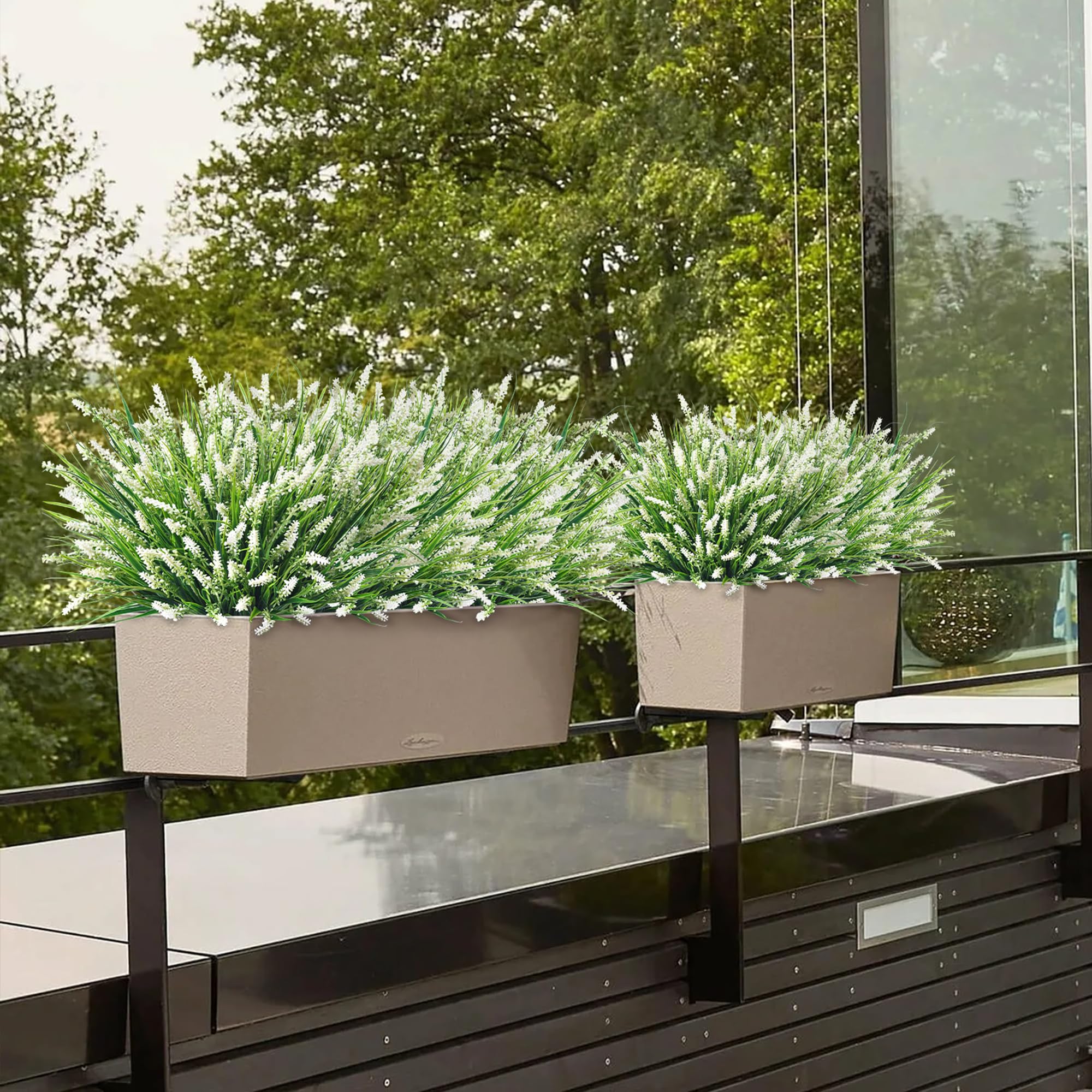 40 Bündel Künstliches Affengras Mit Lavendelblüten — UV-beständig, Für Garten, Balkon & Terrasse