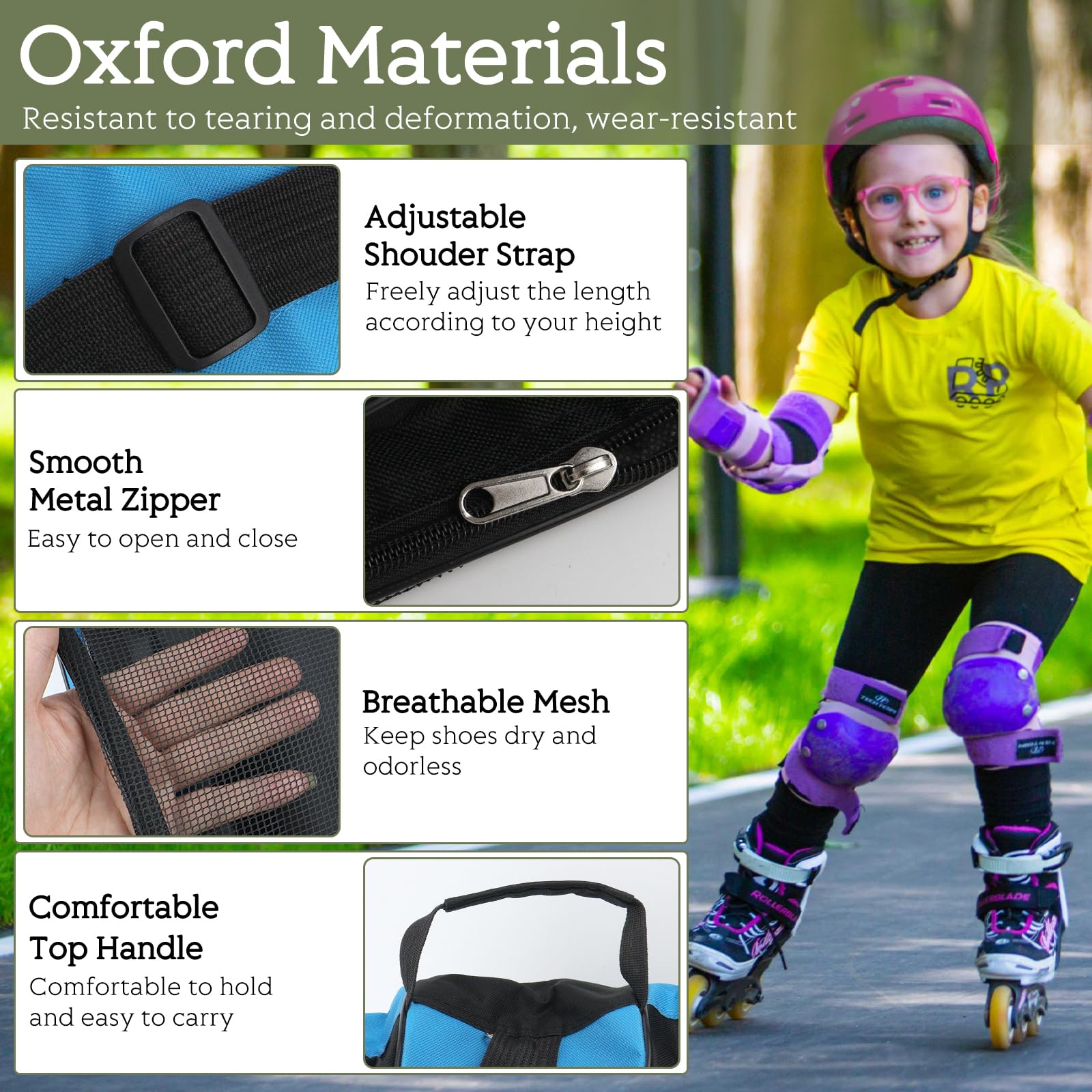 Bolsa para patines de hielo con correa ajustable para niños