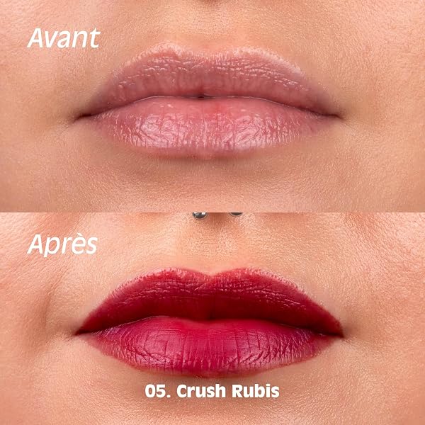 La Crique Eau à Lèvres Teintée 05 Crush Rubis - Rouge Rubis Intense - Fini Mat Sans Transfert - Texture Fluide Légère - Hydratation Acide Hyaluronique - 97% Naturel Vegan - 10 ml | Eau à lèvres teintée, Fini mat, Texture fluide, Couleur modulable, Hydratation - 4