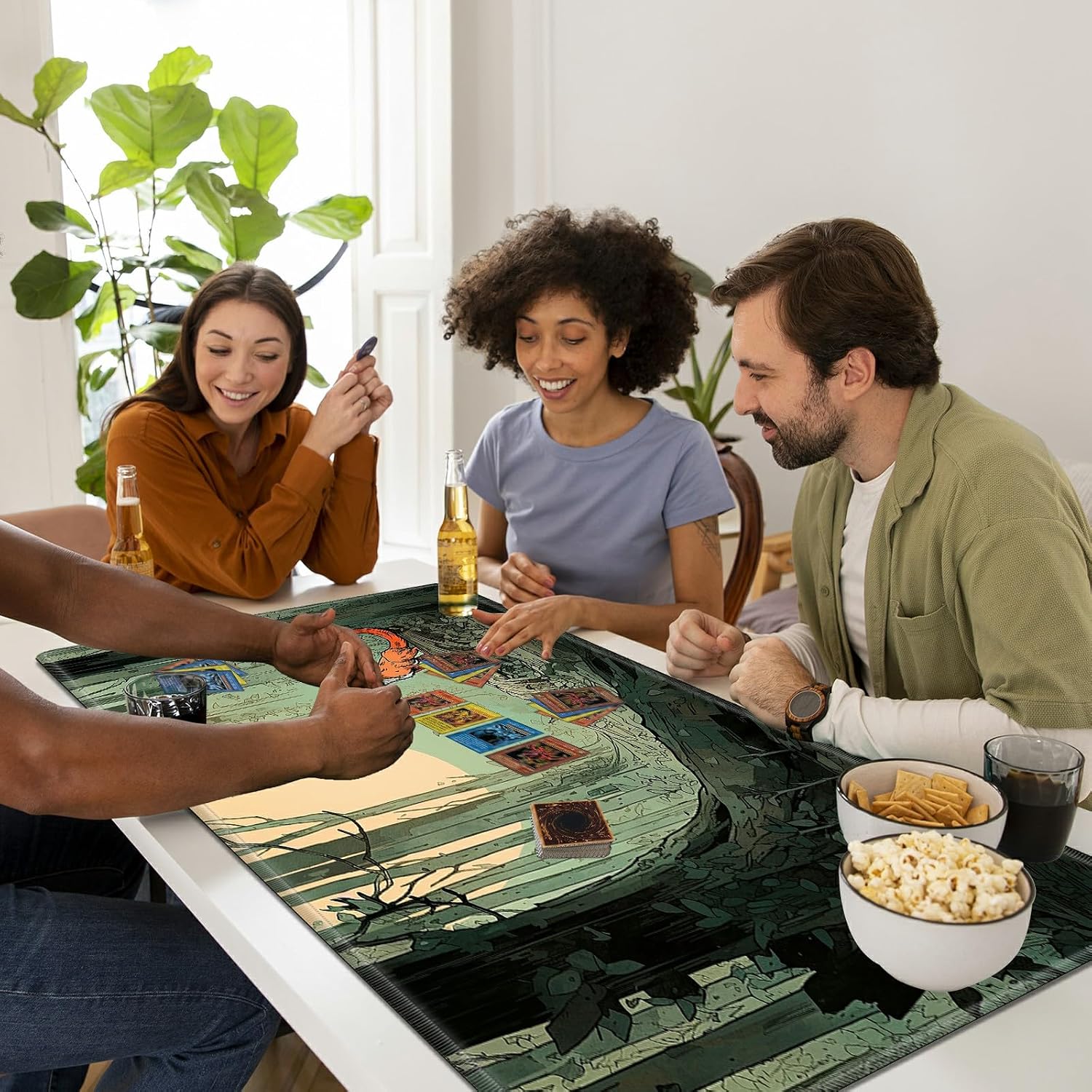 for MTG Playmats with Storage Bag, TCG Playmat MTG Game Mat with Stitched Edges, 24" x 14" Commander Board Battle Game Card Playmat, Smooth Surface Desk Mat for Card Games, Fox Froest
