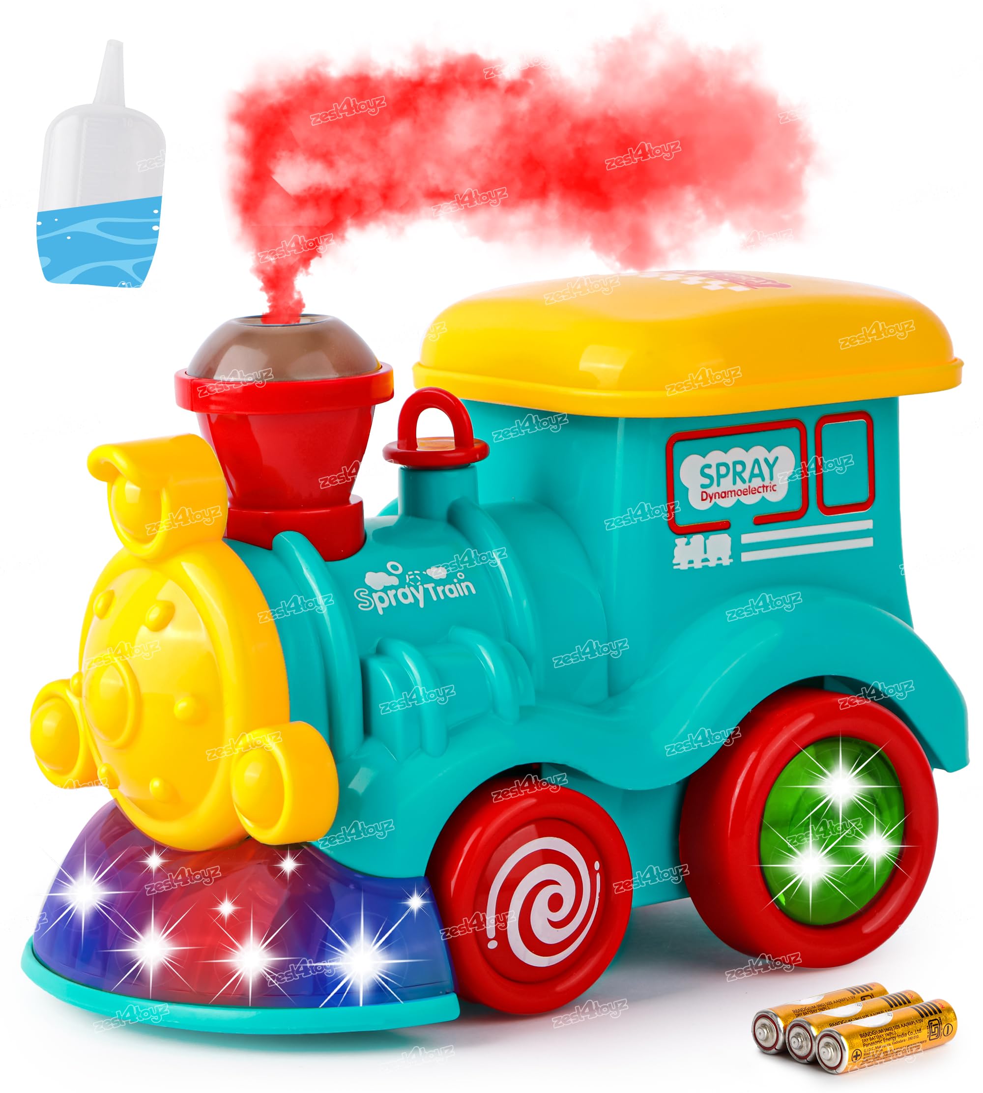 Zest 4 Toyz Musical Spray Steam Train Vehicle Toy for Kids | Boys | Girls with Lights Sound Toy Universal Wheel and Bump & Go (Pack of 1) Random Color Dispatch (Battery Included) (B0C9QWZFN4) Amazon Price History, Amazon Price Tracker