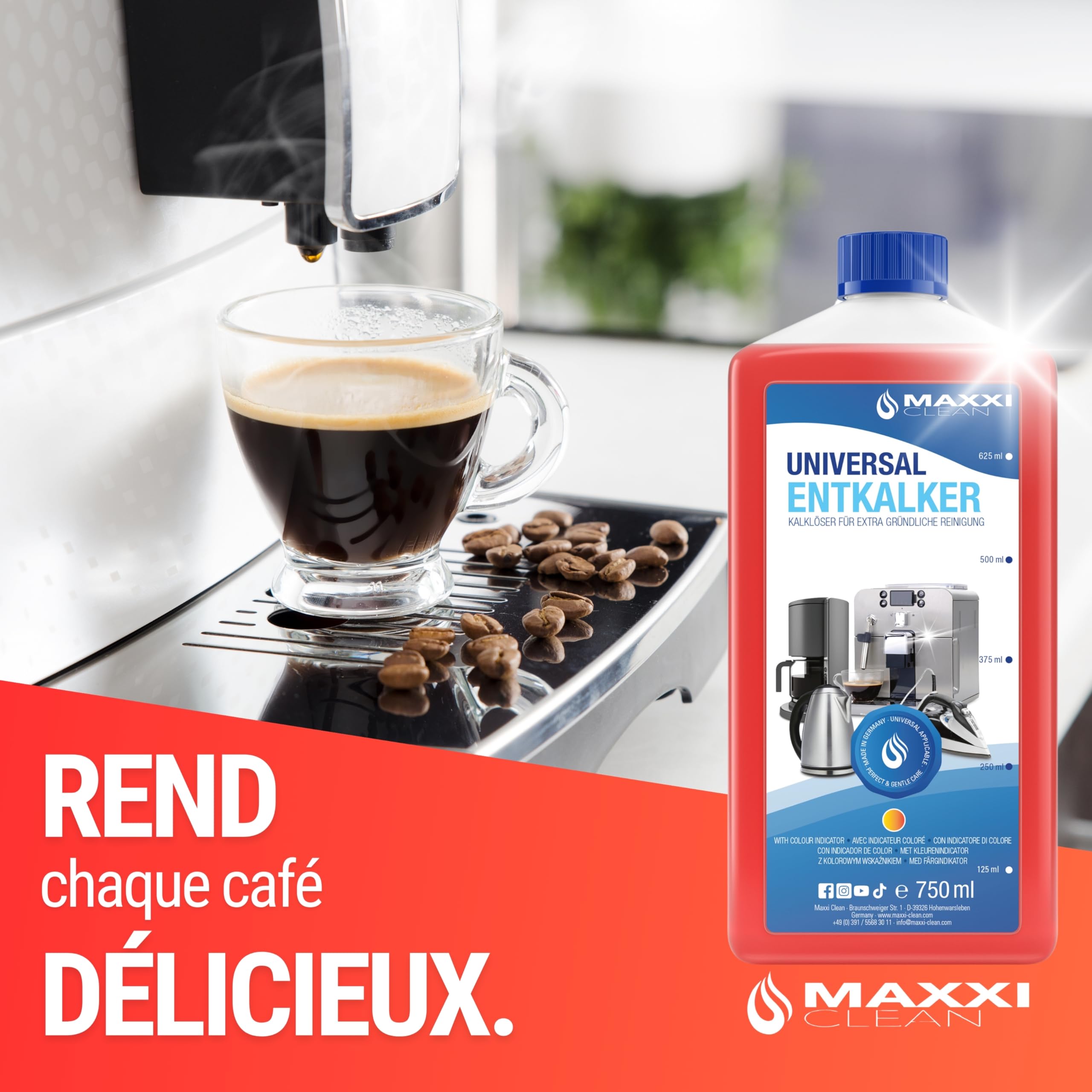 Maxxi Clean Détartrant universel pour machines à café 2x 750 ml