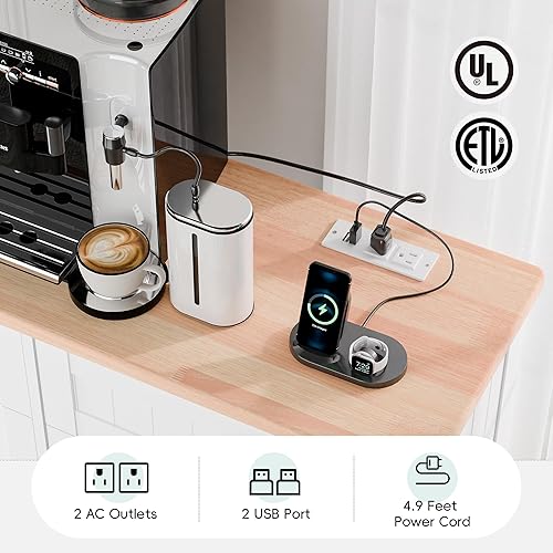 Miniatura 3 de Betterhood Gabinete de basura de doble inclinación con toma de corriente, armario de basura de 10 galones con almacenamiento, bote de basura a