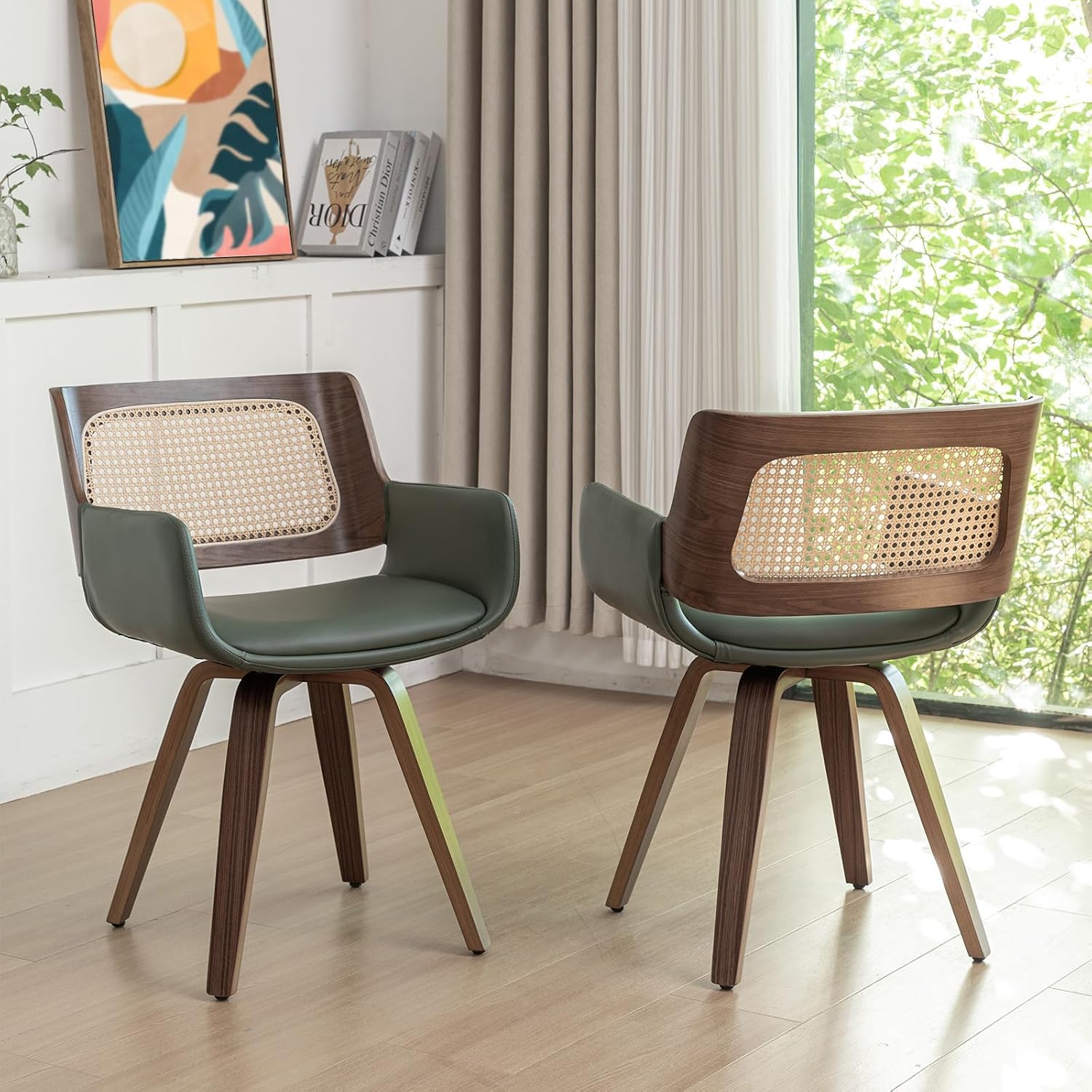 KUNZENT Swivel Rattan Dining Chair