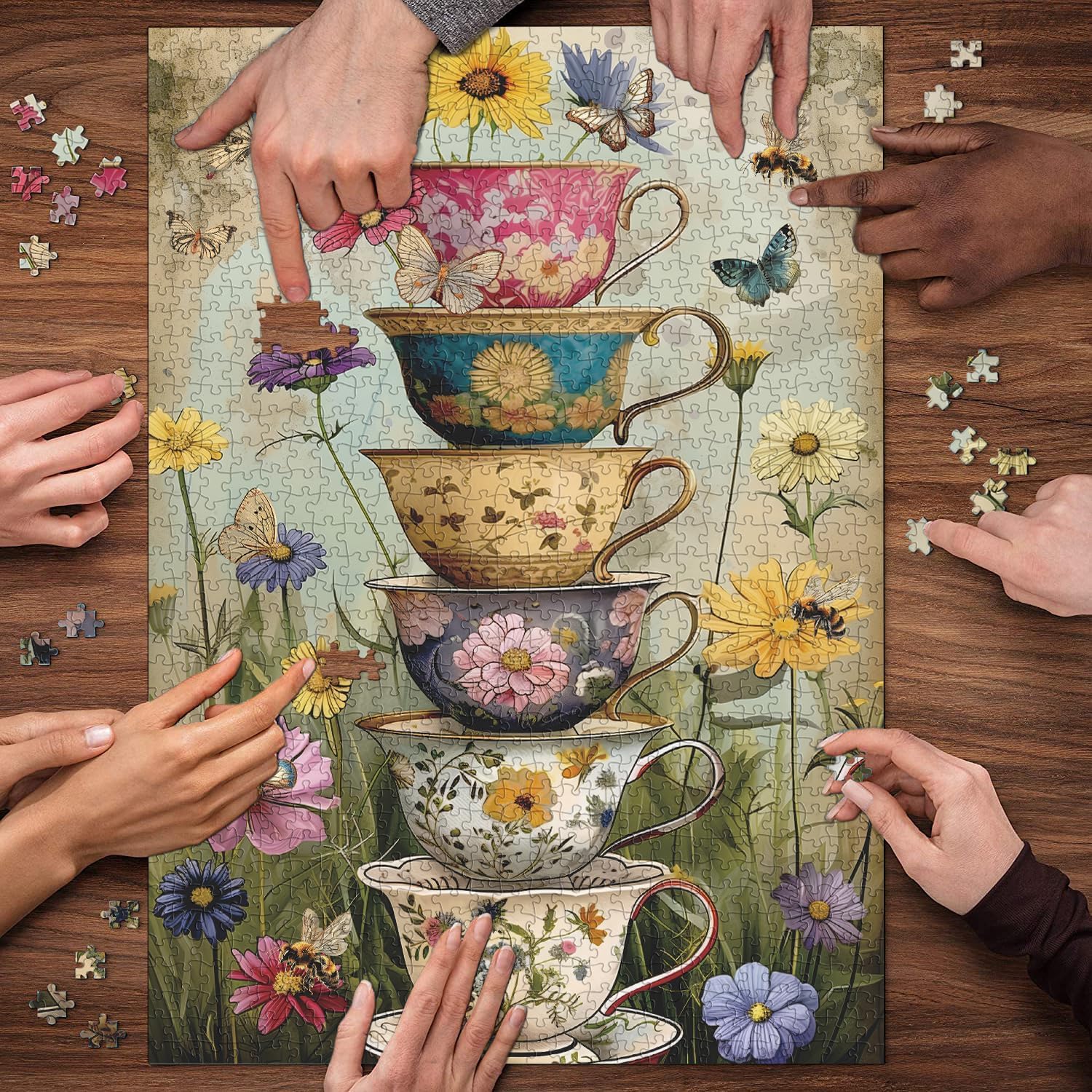 Amazon.com: Vintage Flower Cup Puzzle for Adults 1000 Pieces