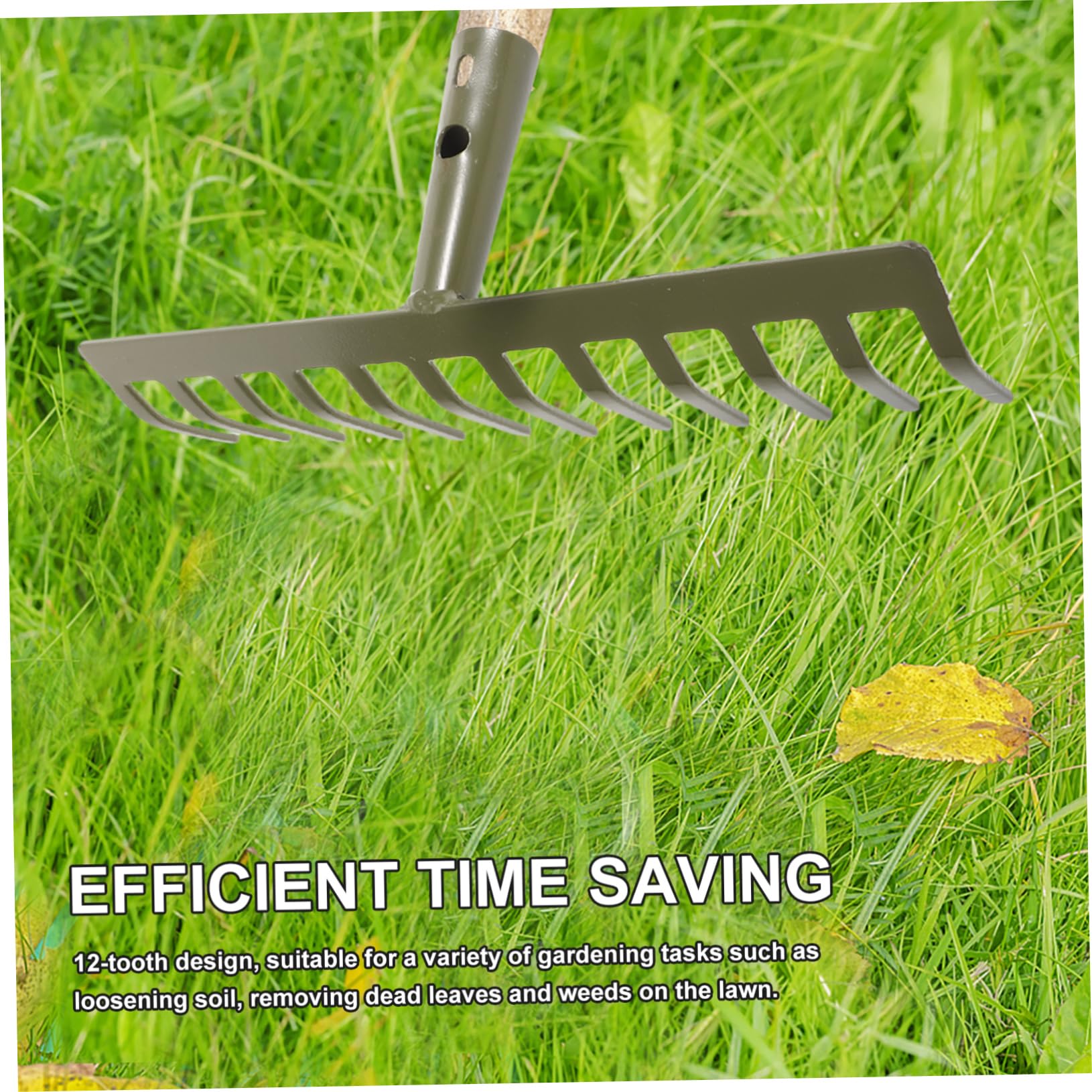 Gadpiparty 2piezas Rastrillo De Jardín De Dientes Cabezal Metálico Resistente para Jardinería Herramienta Mini Rake para Remover y Nivelar Césped