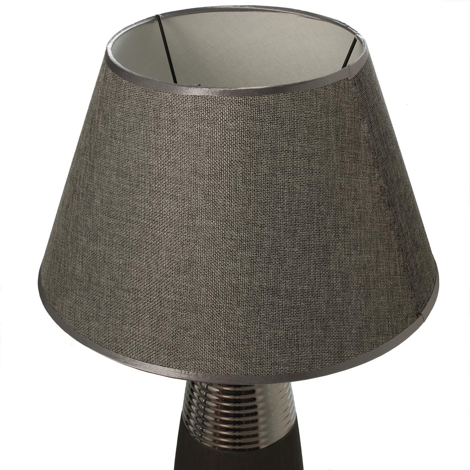 DRW Lámpara de Sobremesa de cerámica en Gris Oscuro y Plata