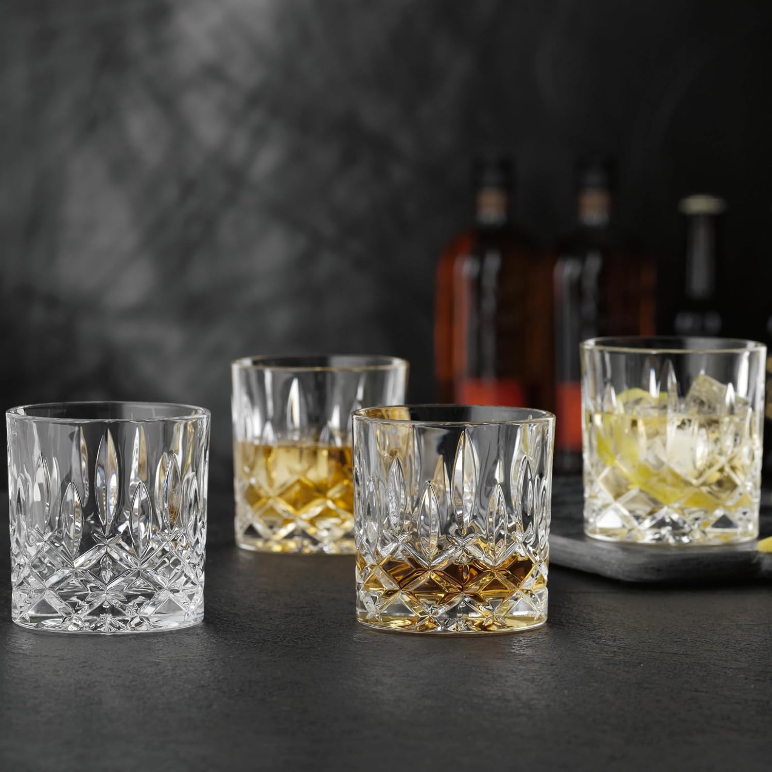Nachtmann Noblesse 8.3oz Single Old Fashion Glass, Set of 12 – 3.3" Crystal Glassware with Diamond Cut Detailing & Heavy Base – Excellent German-Made, Lead-Free, Cocktail Glasses for Whiskey & Scotch