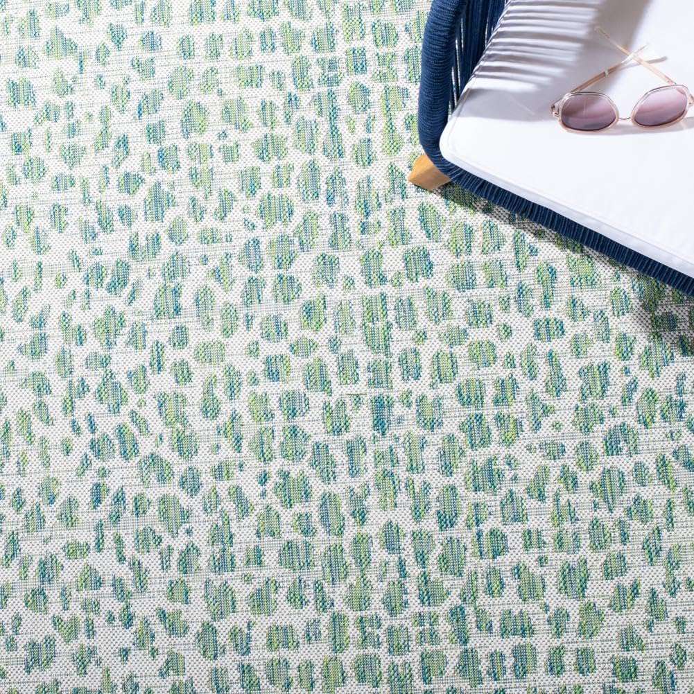 SAFAVIEH Washable Rug Outdoor Courtyard Collection - 2'3" x 12' Runner, Ivory & Green, Non-Shedding & Easy Cleaning, Ideal for Patio, Entryway, Mudroom, Hallway, Kitchen (CY8505-55712)