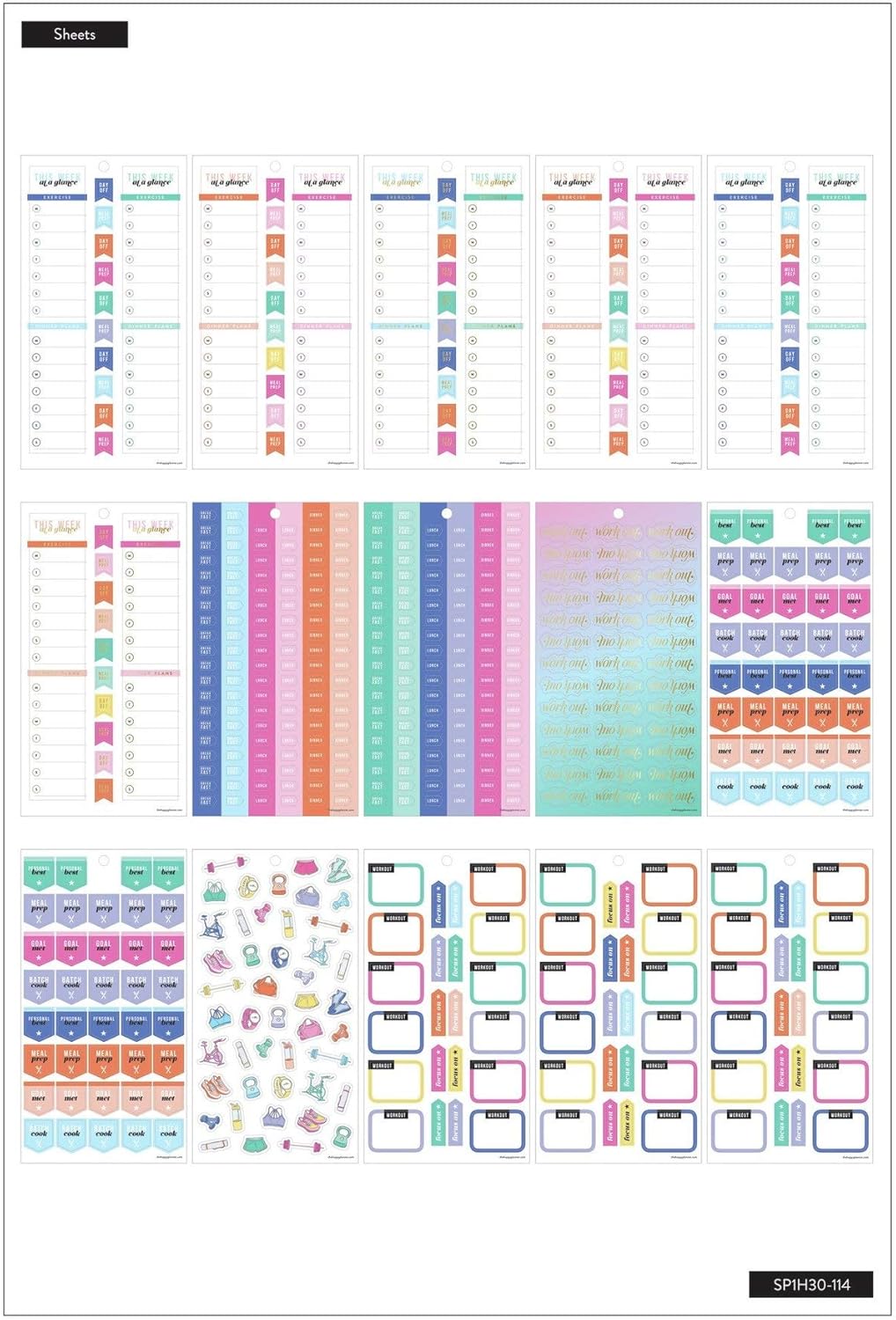Me & My Big Ideas Work Out Happy Planner STCKRS