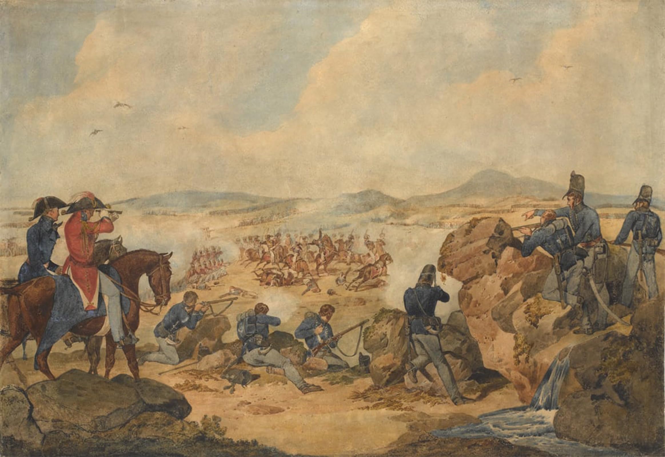 SERENDIPITP Abstract Painting Mural Print Picture Wall Decor Painting an Action During the Peninsular War by Denis Dighton Vintage Wall Artwork for Home Decor 60x90cm