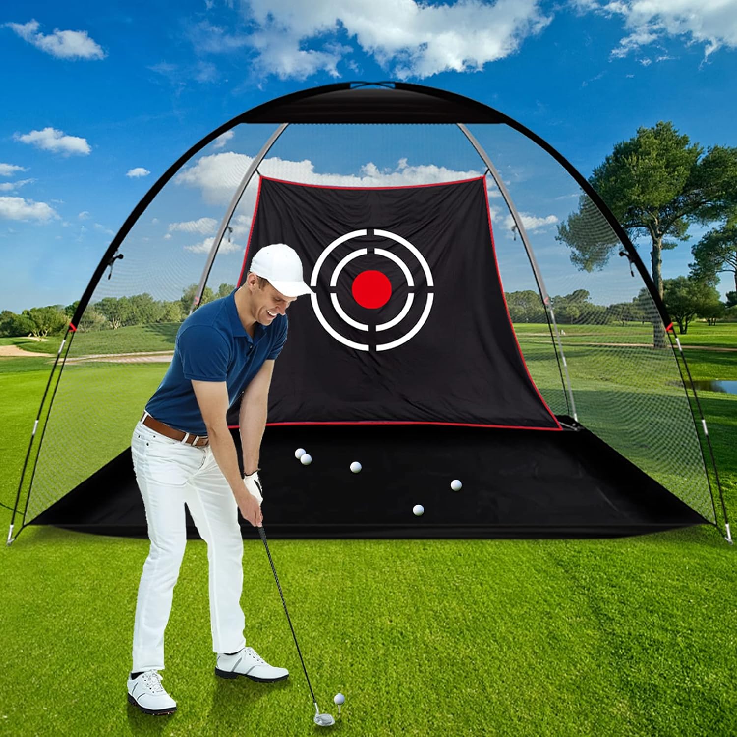 Golf Target Cloth - Heavy Duty Impact Screen for Golf Nets, Indoor/Outdoor Practice Hitting Training Aid with S-Hooks