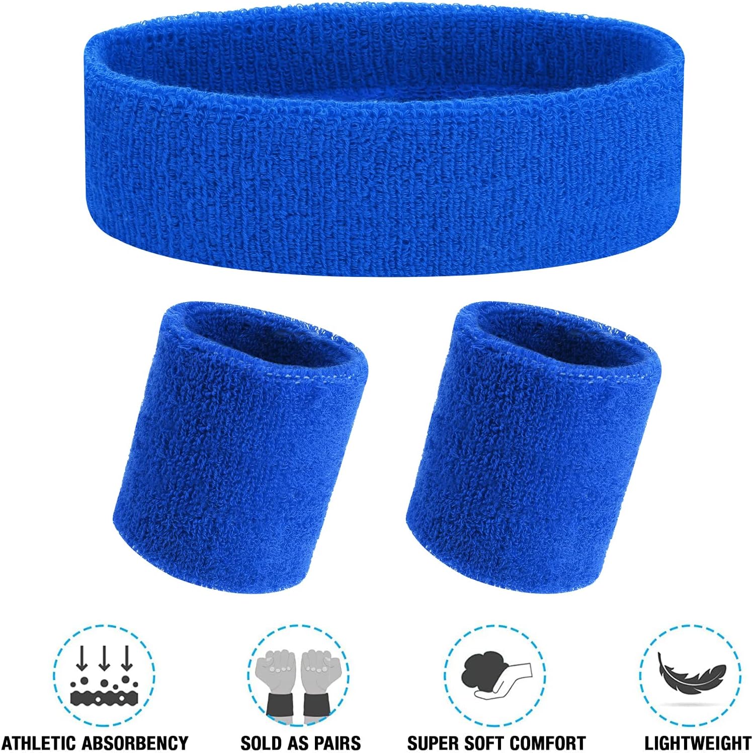 Yolev 3Pieces Sweatband Set, Sports Headband and Wristbands, Set of 1 Headband and 2 Wristbands, for Athletic Men and Women, Black and Neon Green, One Size(Light Green) - Image 3