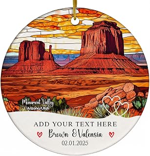 Personalized Monument Valley Ornament – Custom Couples Gift, Romantic Keepsake, Wedding Anniversary Decor, Arizona/Utah Souvenir, Customizable Date & Names, jgJhjD