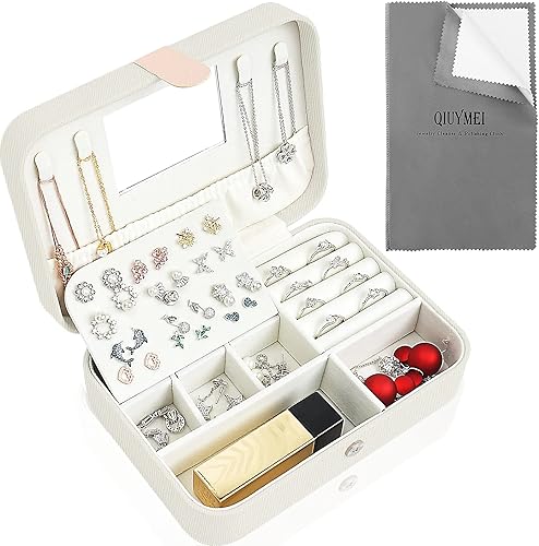 QIUYMEI Organizador de cajas de joyería de viaje Caja de joyería de viaje Caja organizadora de viaje Caja de joyería pequeña para mujer Caja
