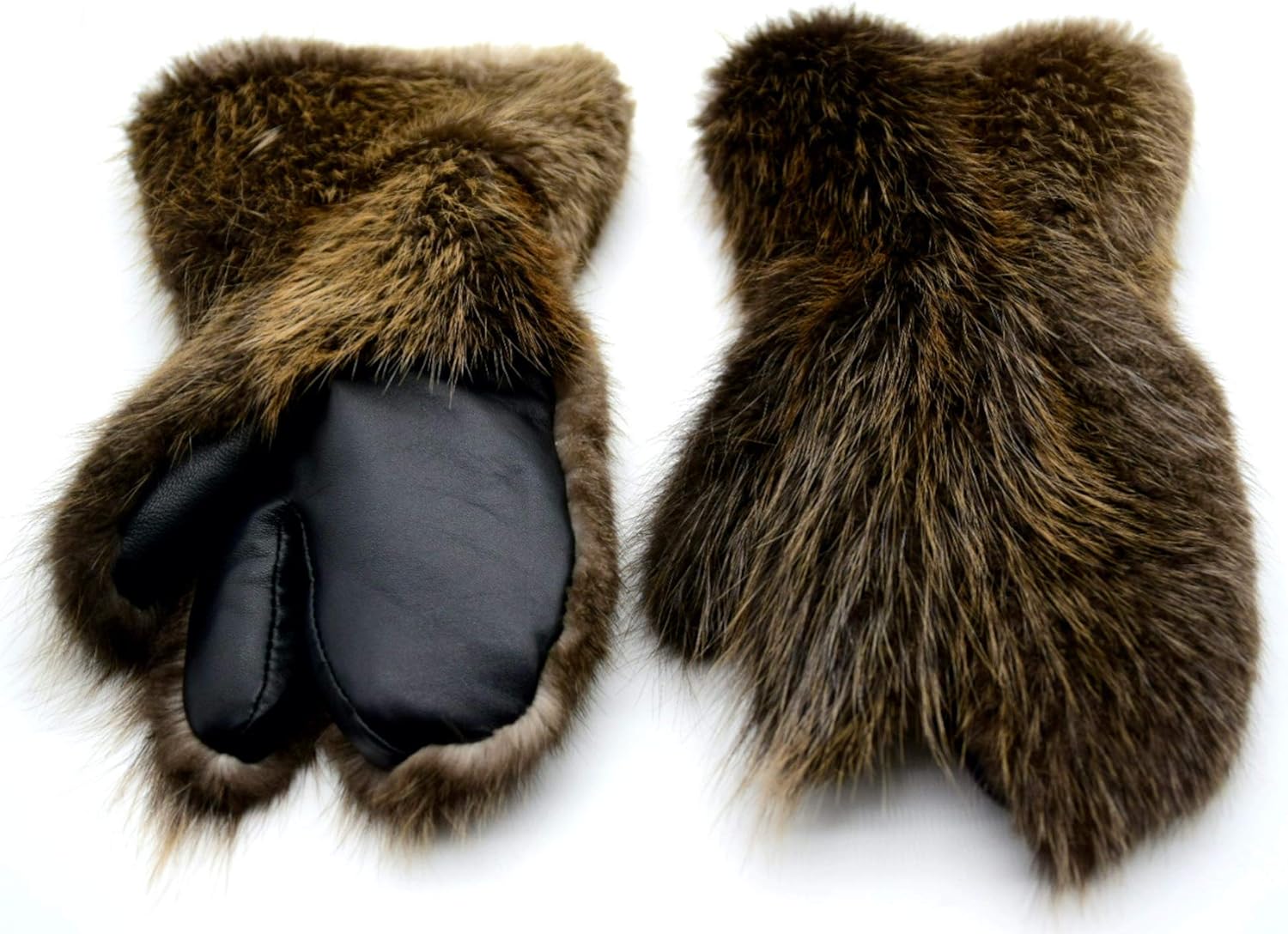 Winter Men's Beaver Fur Mittens (XX-Large) Brown