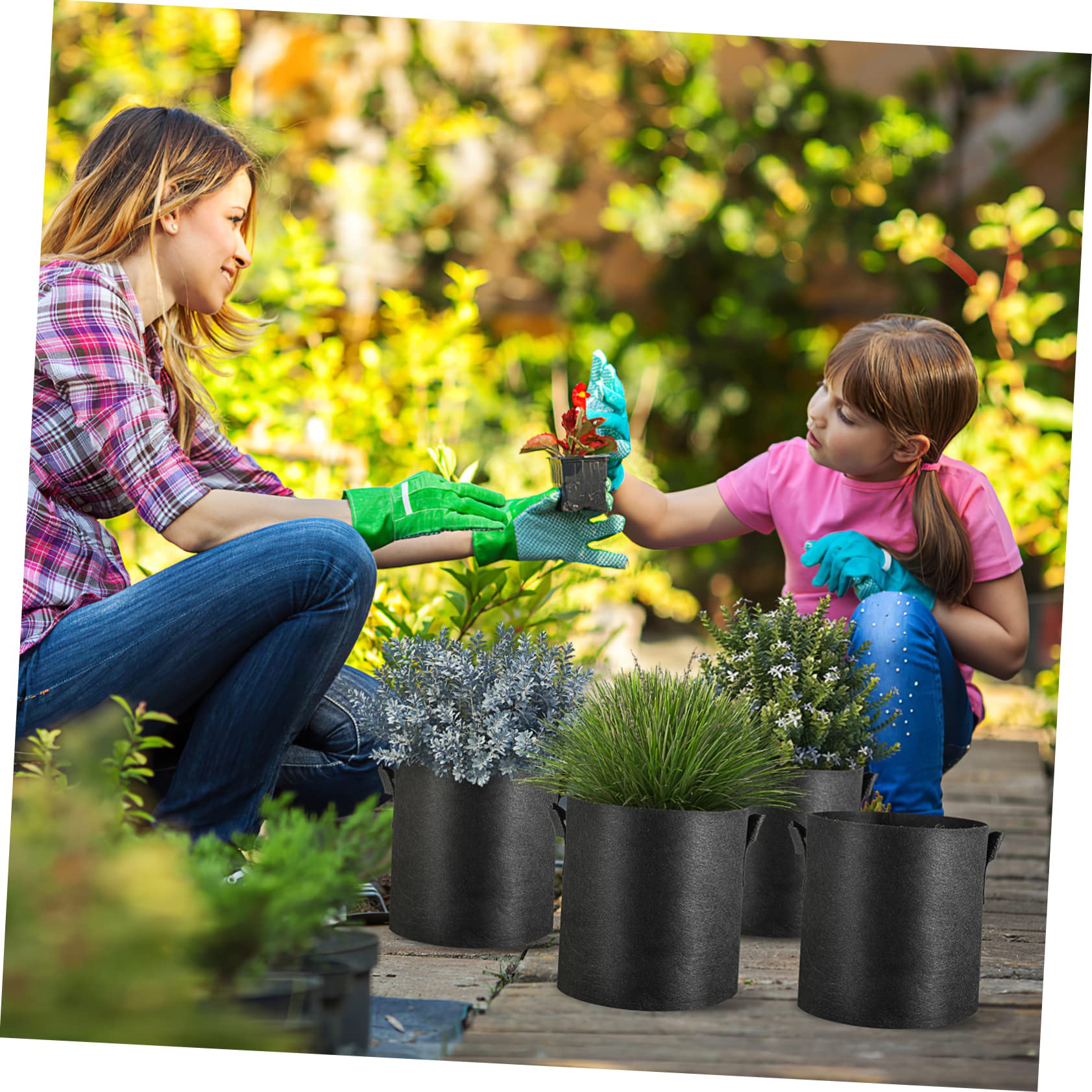 UPKOCH 12pièces Sacs de Culture Tissu Non Tissé de Sacs à Pommes de Terre pour Légumes Fleurs et Fruits Légers et Pliables pour Intérieur et Extérieur Style Aléatoire