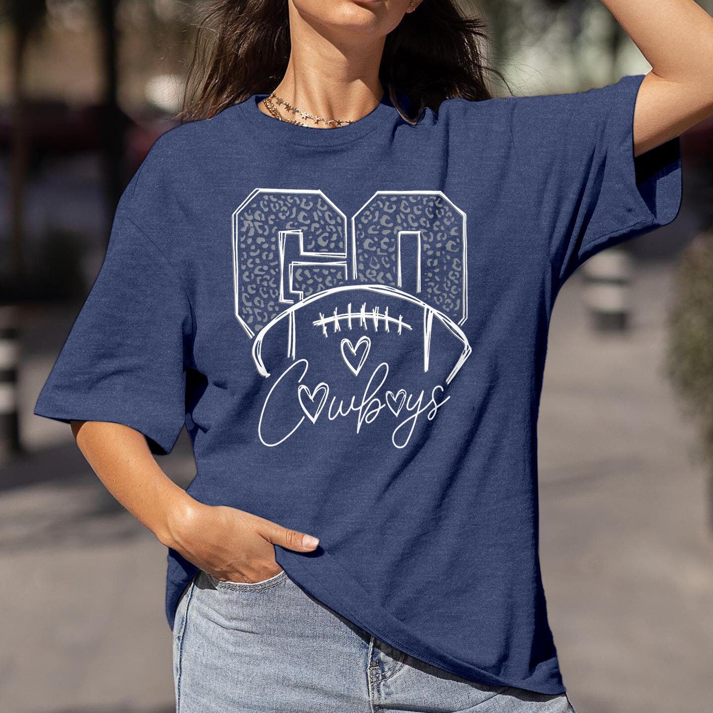 Football Shirts for Women Vintage Go Cowboy Graphic Sunday Funday Tshirt Casual Game Day Short Sleeve Tee Tops - Image 2