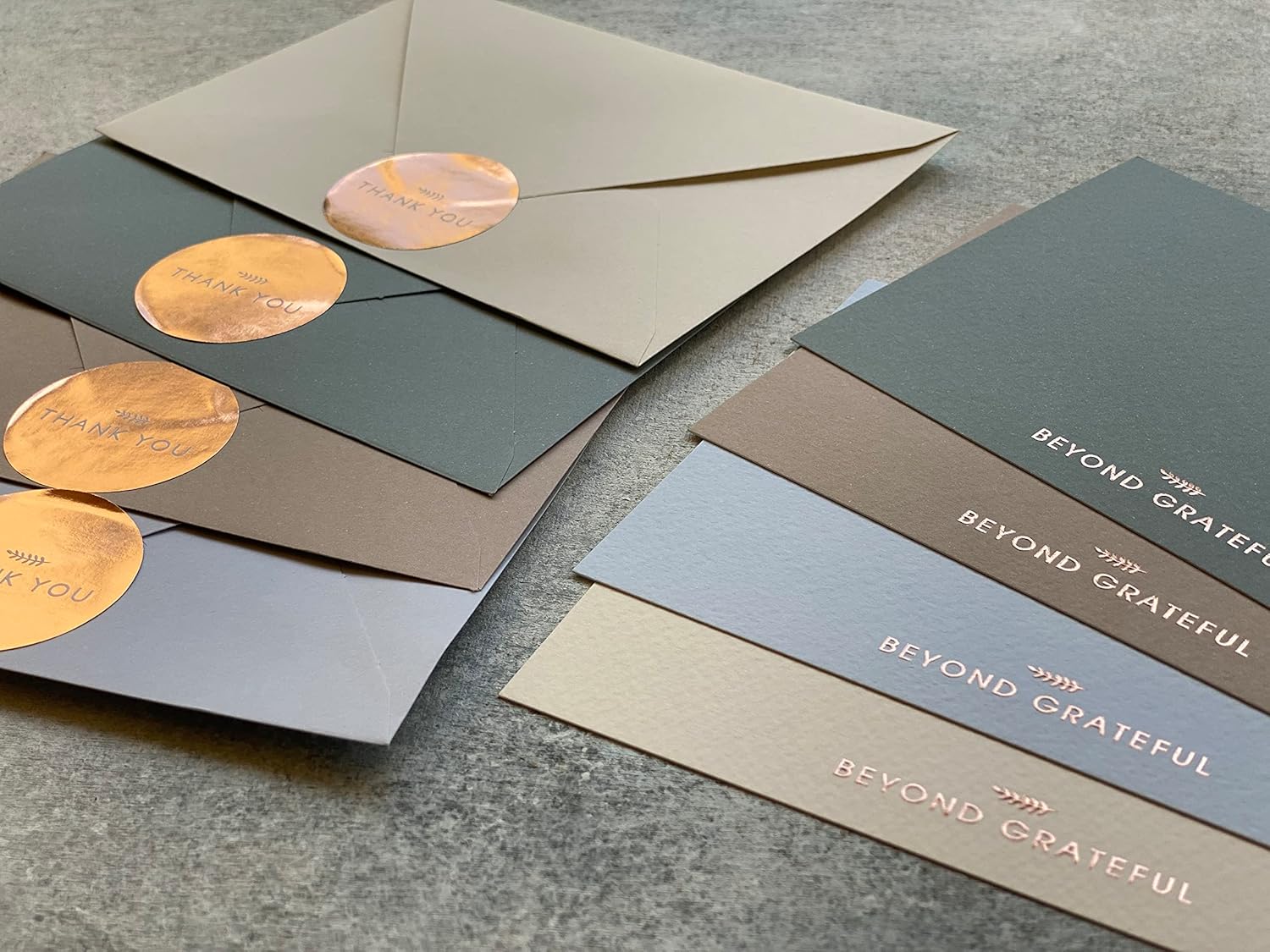 RUN2PRINT 36 Pack Dusty Blue Elegant Foiled Thank You Cards with Envelopes and 36 Peel and Seal Stickers - Image 6