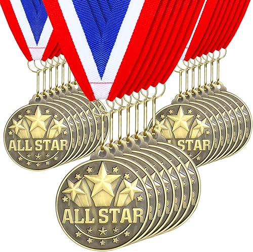 Vista 15 de Quelay 30 piezas Medallas de premio de 2" al por mayor, medallas ganadoras de oro con cintas para el cuello, medallas de trofeo de metal, premio